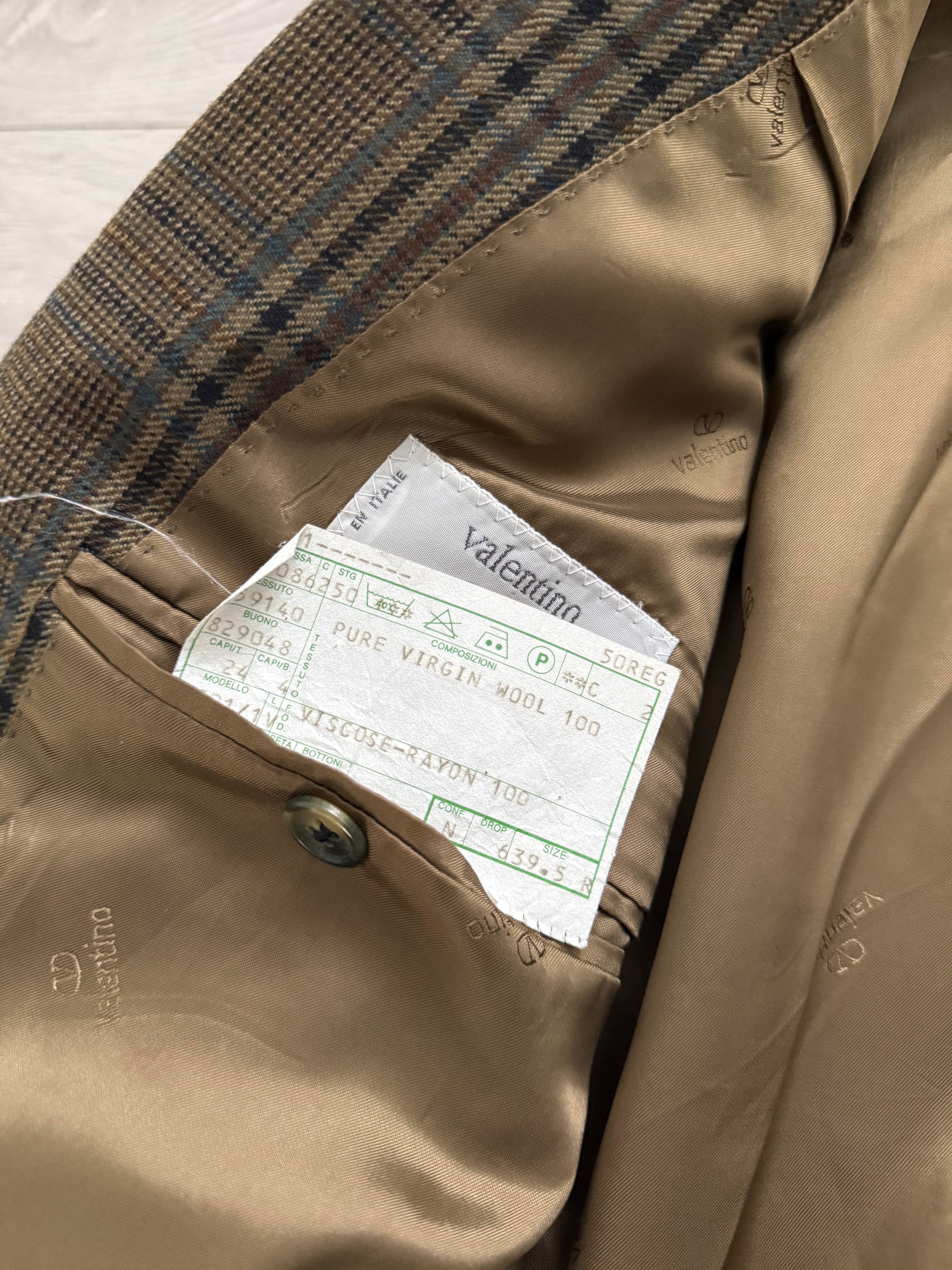 Valentino 1980s Wool Check Sports Blazer Jacket - Size L