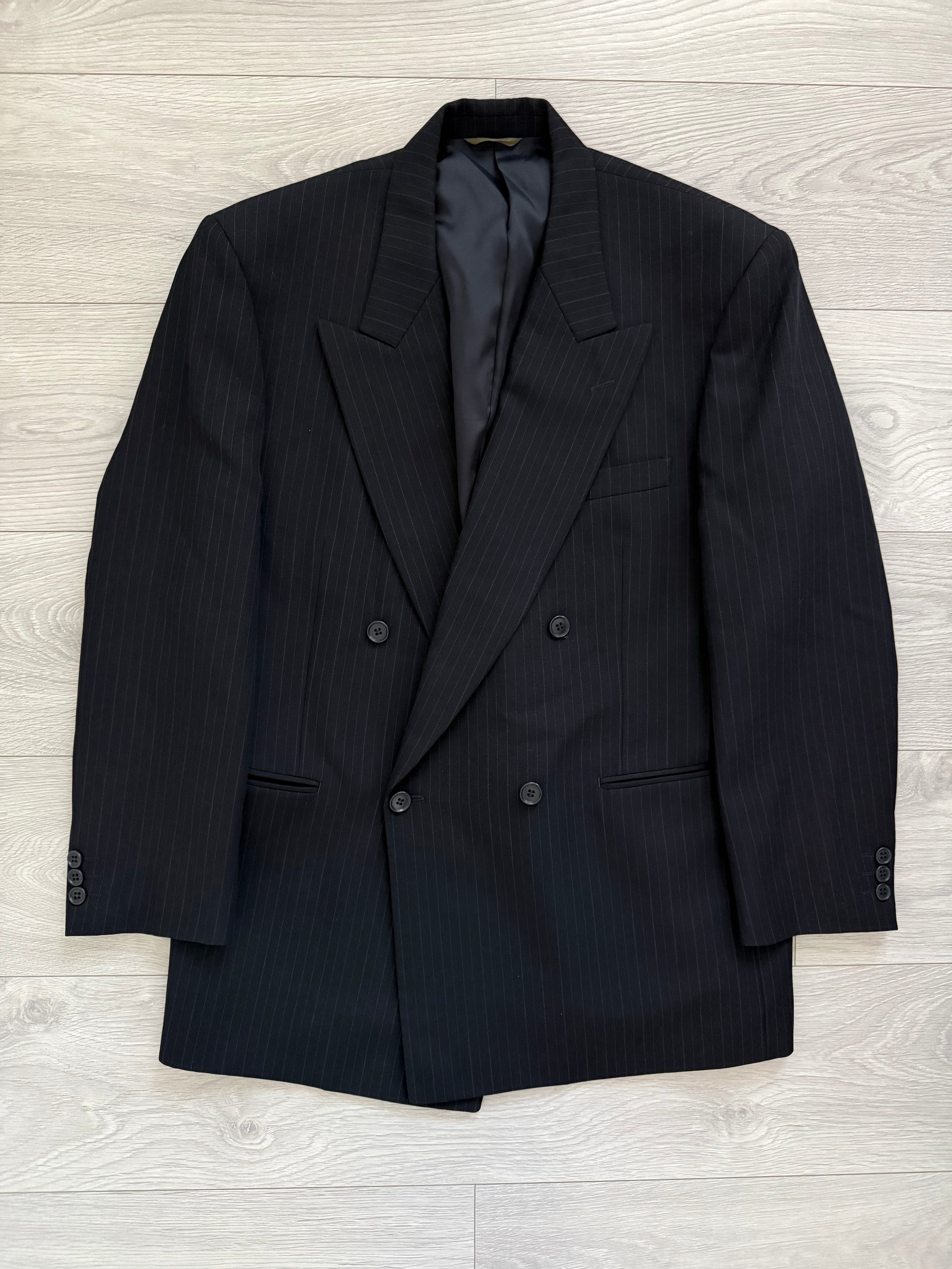 Durban 1990s Double Breasted Peaked Lapel Wool Jacket - Size L