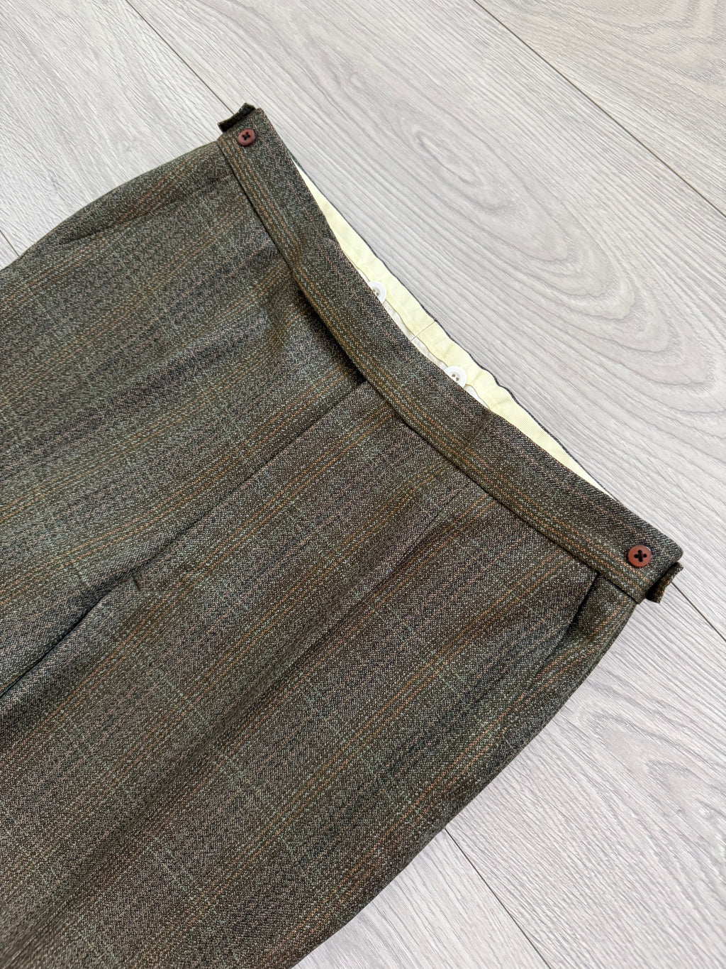 Vintage 1980s 2B Wool Textured Green Brown Suit - Size M Jacket / 32" Waist