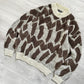 Issey Miyake 1990s Geometric Abstract Pattern Oversized Boxy Knit Sweater - Size S