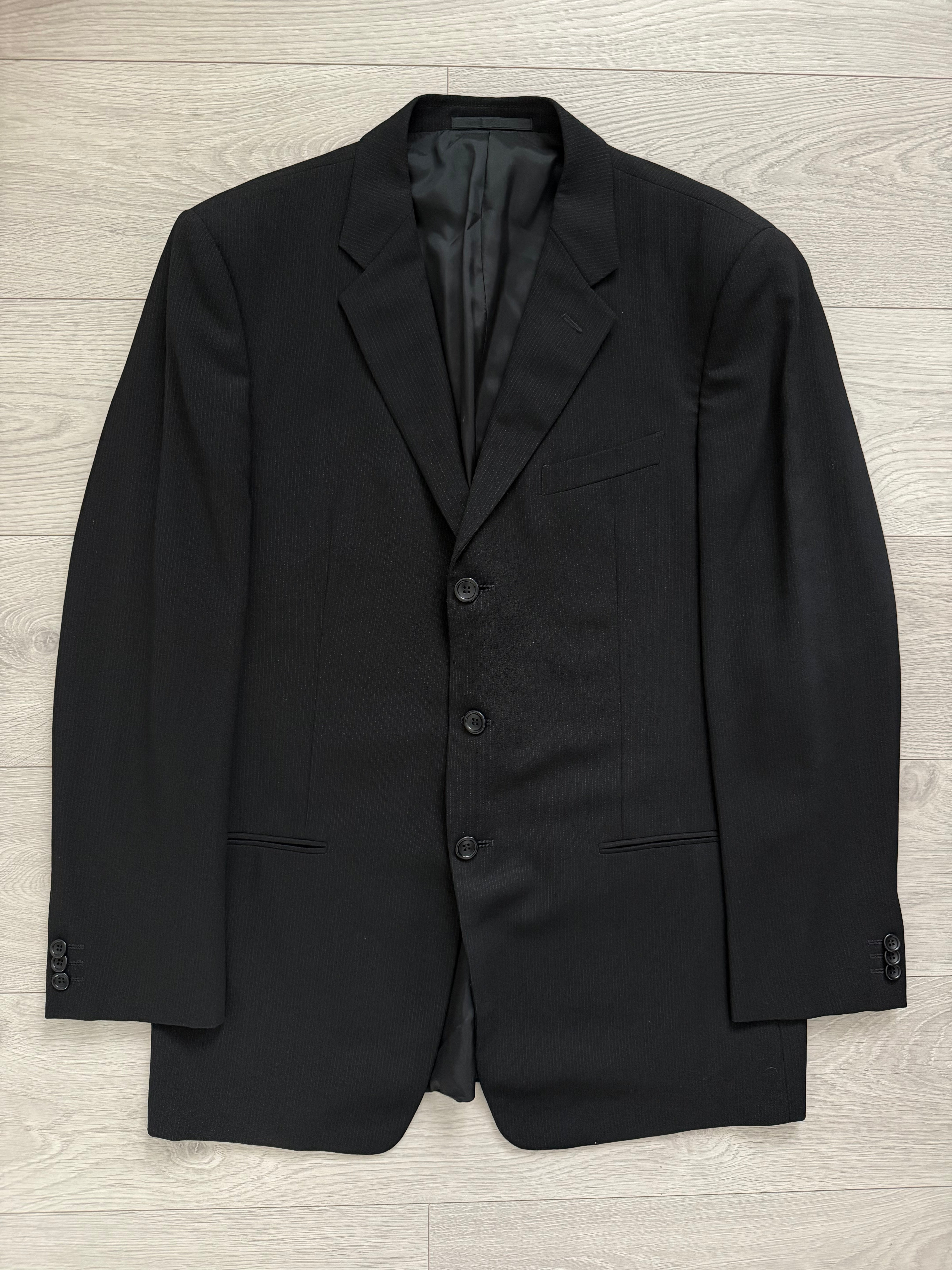 ジャケット・アウター 90s ARMANI COLLEZIONI 3B tailored jacket Armani 1990s 3B Draped Wool Black Suit - Size XL Jacket / 36