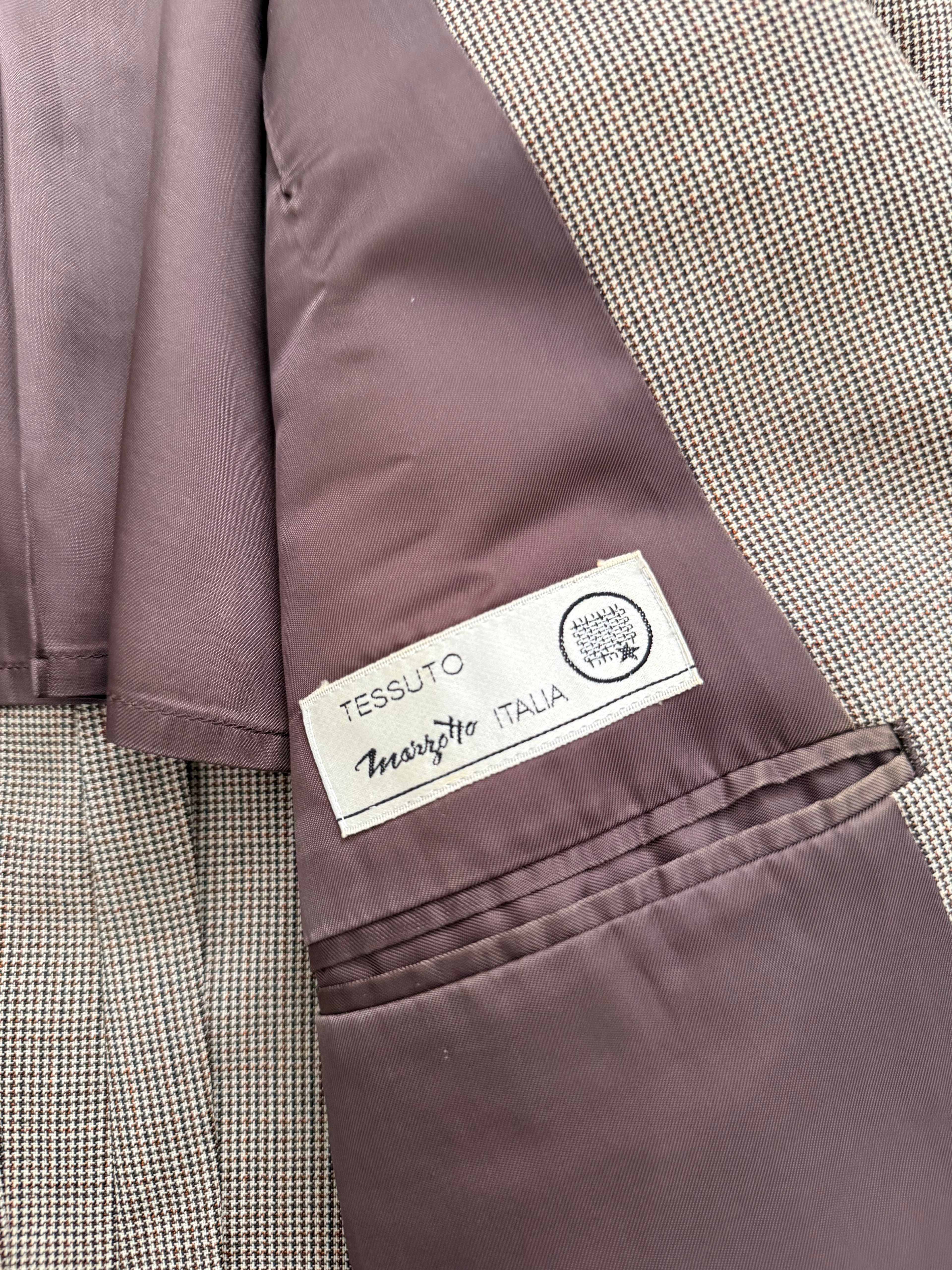 Paul Smith 1990s 3B Double Pleat Micro Houndstooth Marzotto Fabric Wool Suit - Size S Jacket / 30" Waist