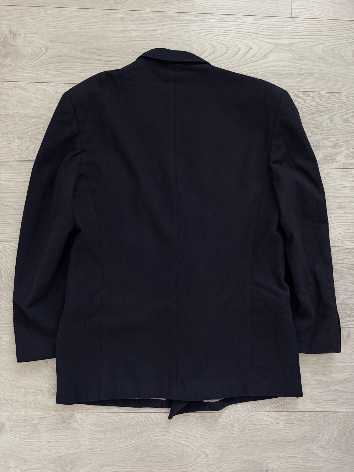 Emporio Armani 1980s Peaked Lapel Double Breasted Wool Navy Sport Jacket Blazer - Size L