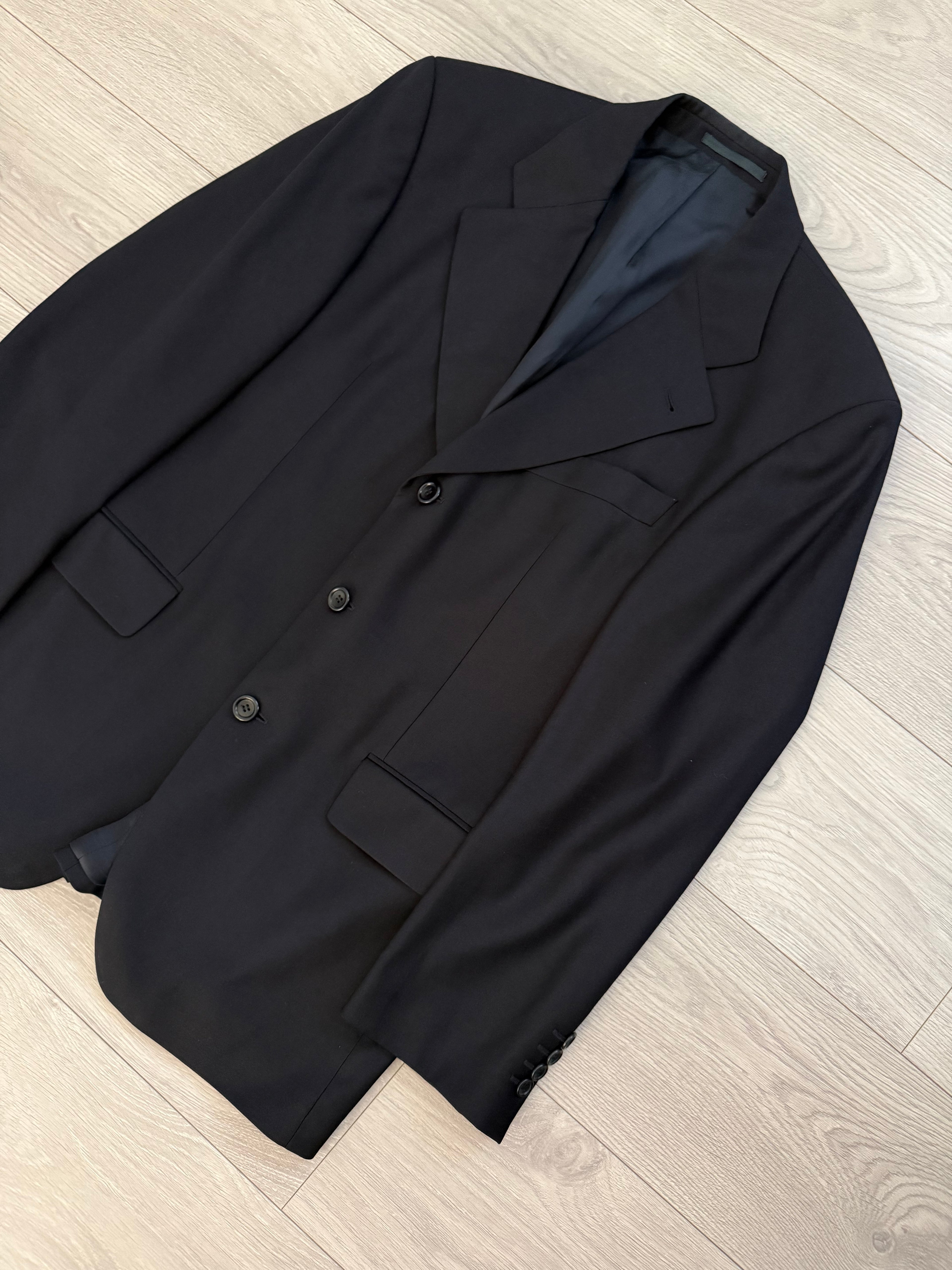 Hugo Boss 1980s 'Posseiden' 3B Super 100s Navy Wool Pleated Suit - Size M Jacket / 31" Waist