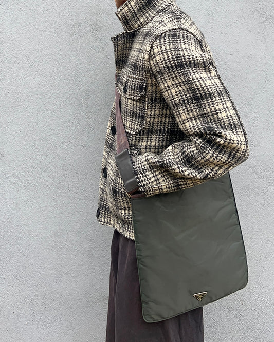 Prada FW1998 Anatomical Plaque Logo Nylon Crossbody Bag