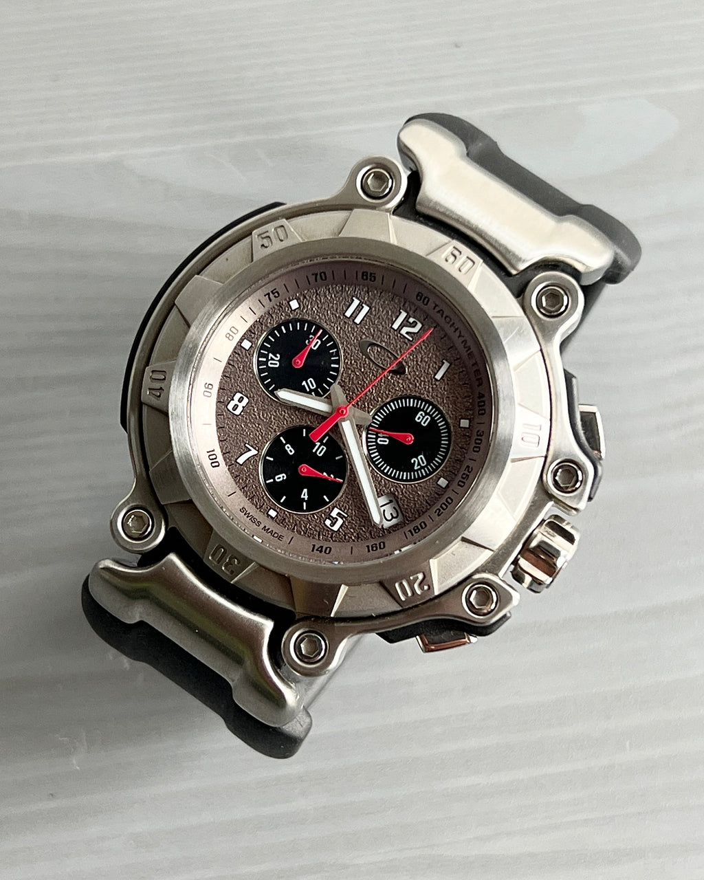 Oakley Crankcase Large 3-Hand Stainless Steel Carbon Watch