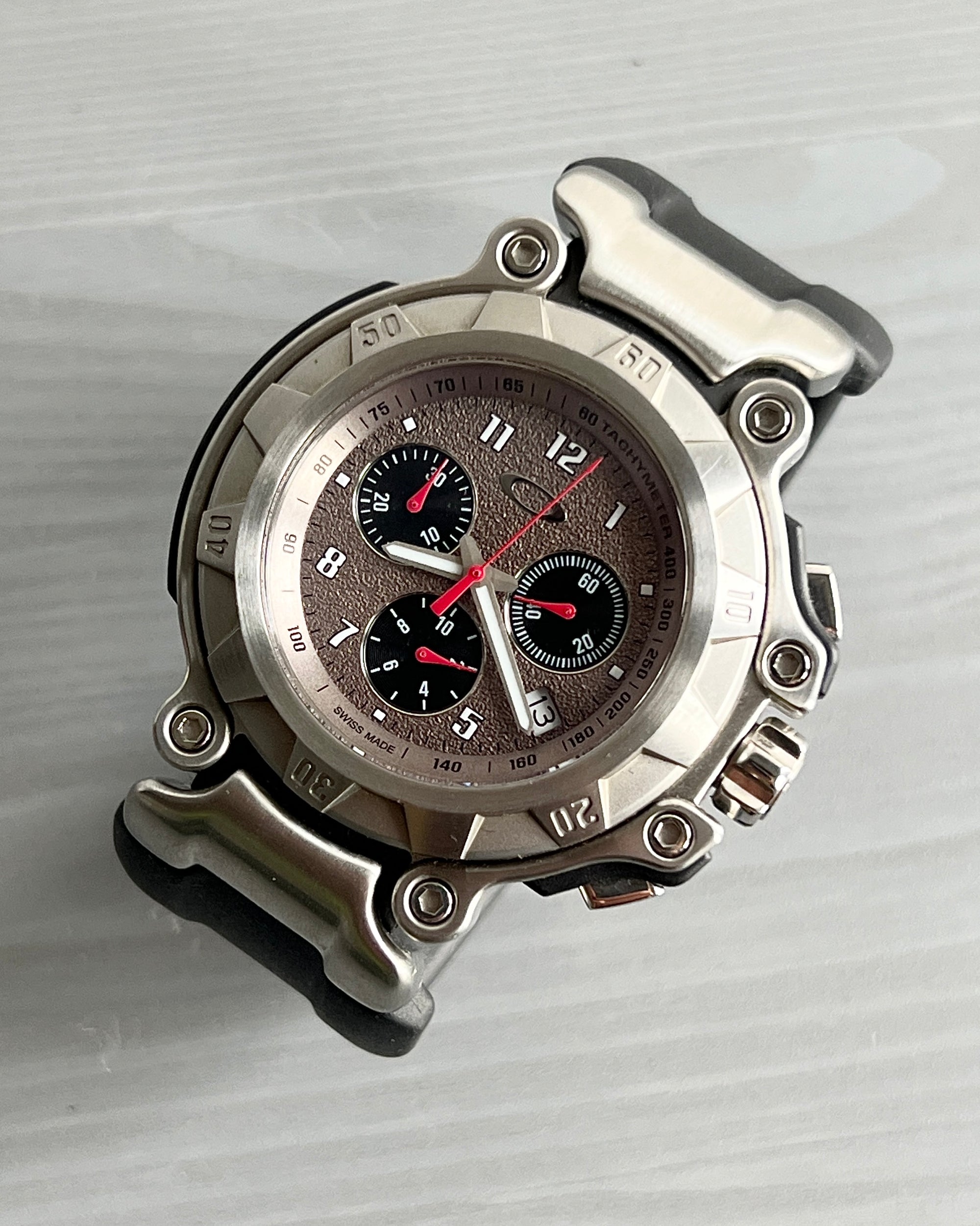Oakley Crankcase Large 3-Hand Stainless Steel Carbon Watch