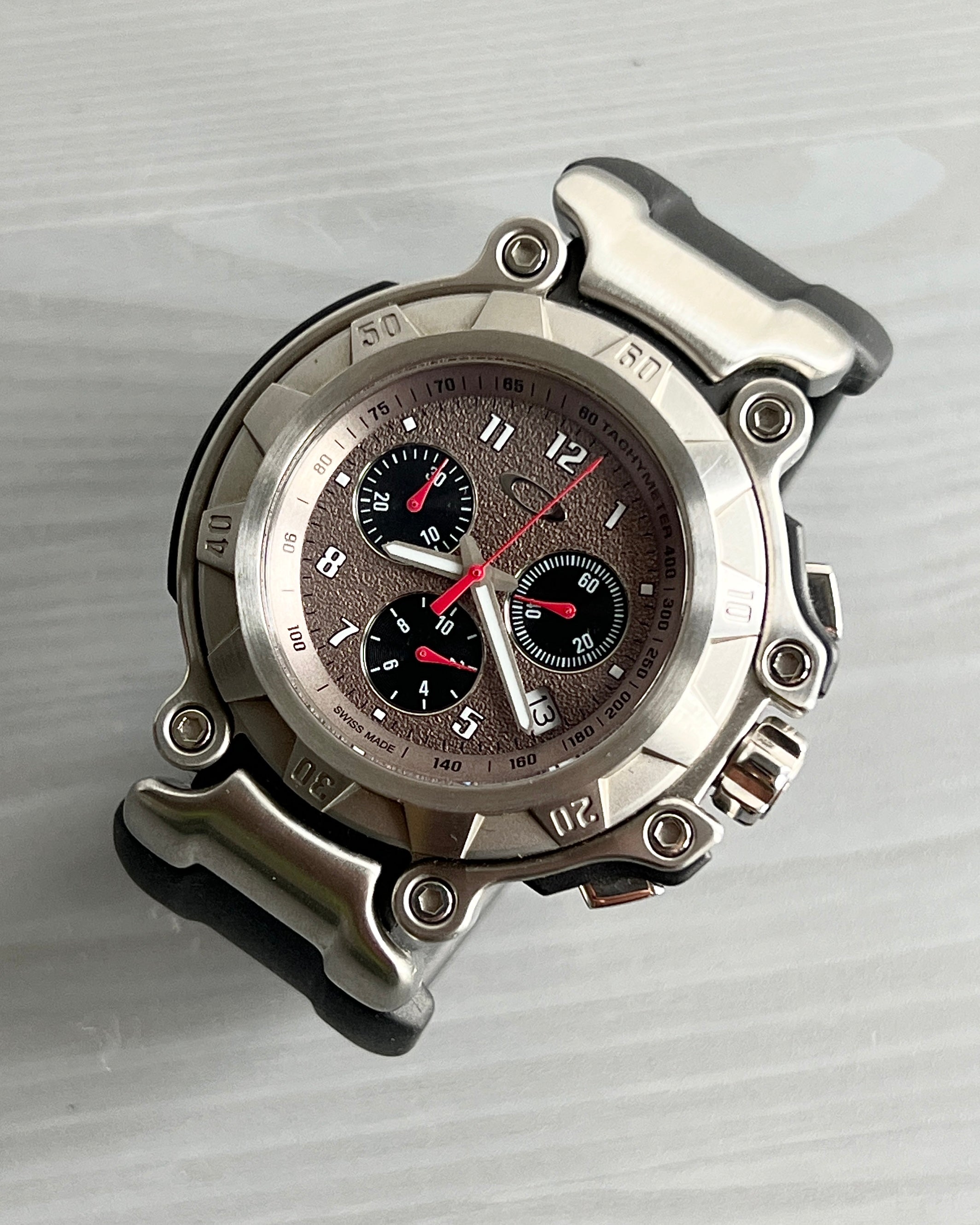 Oakley Crankcase Large 3-Hand Stainless Steel Carbon Watch