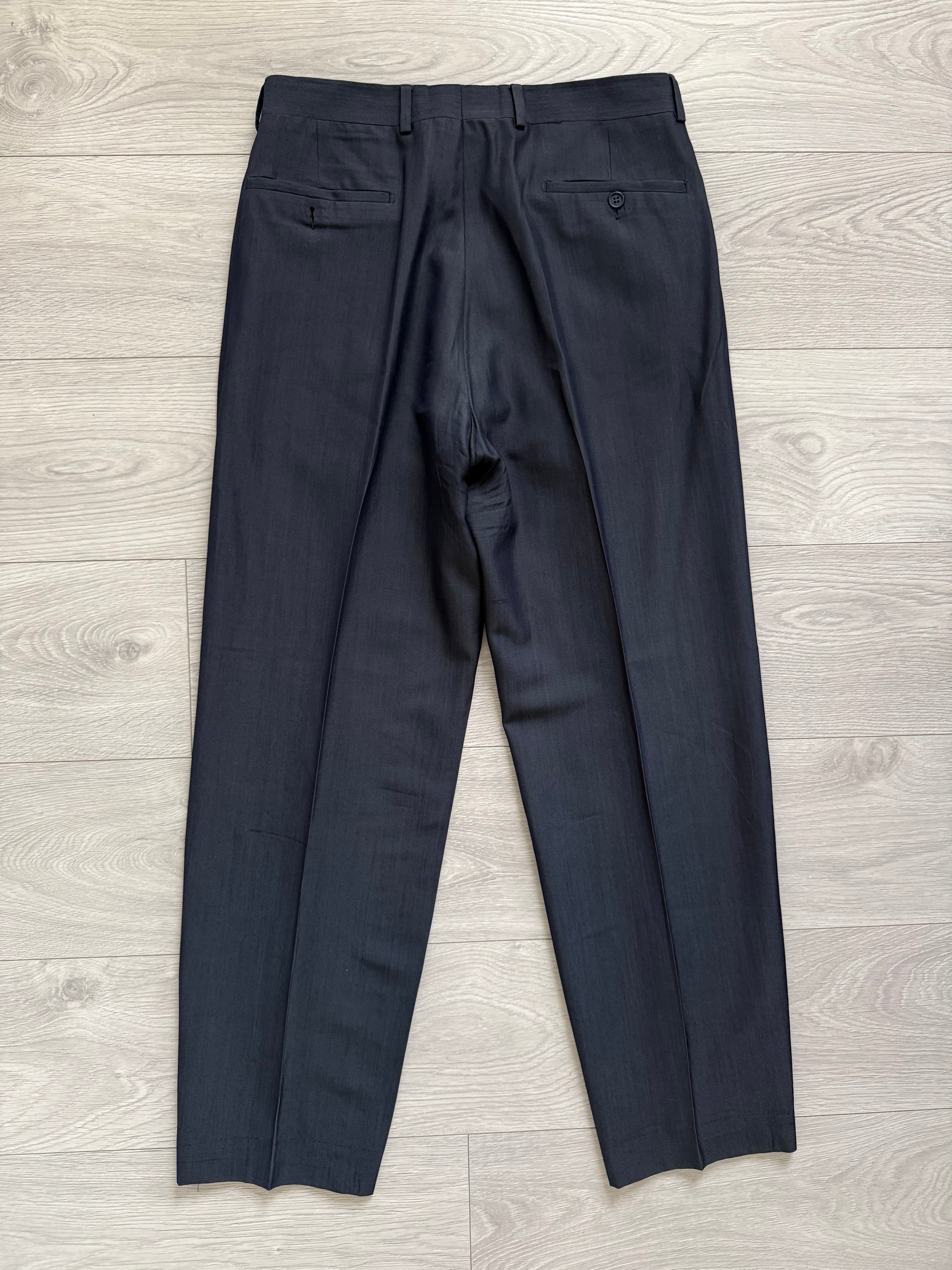 Emporio Armani 1990s 3B Wool Blend Draped Heathered Blue Suit - Size M Jacket / 32" Waist
