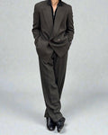 Giorgio Armani 1980s Double Breasted Pleated Wool Suit Forest Green New - Size L Jacket / 32" Waist `