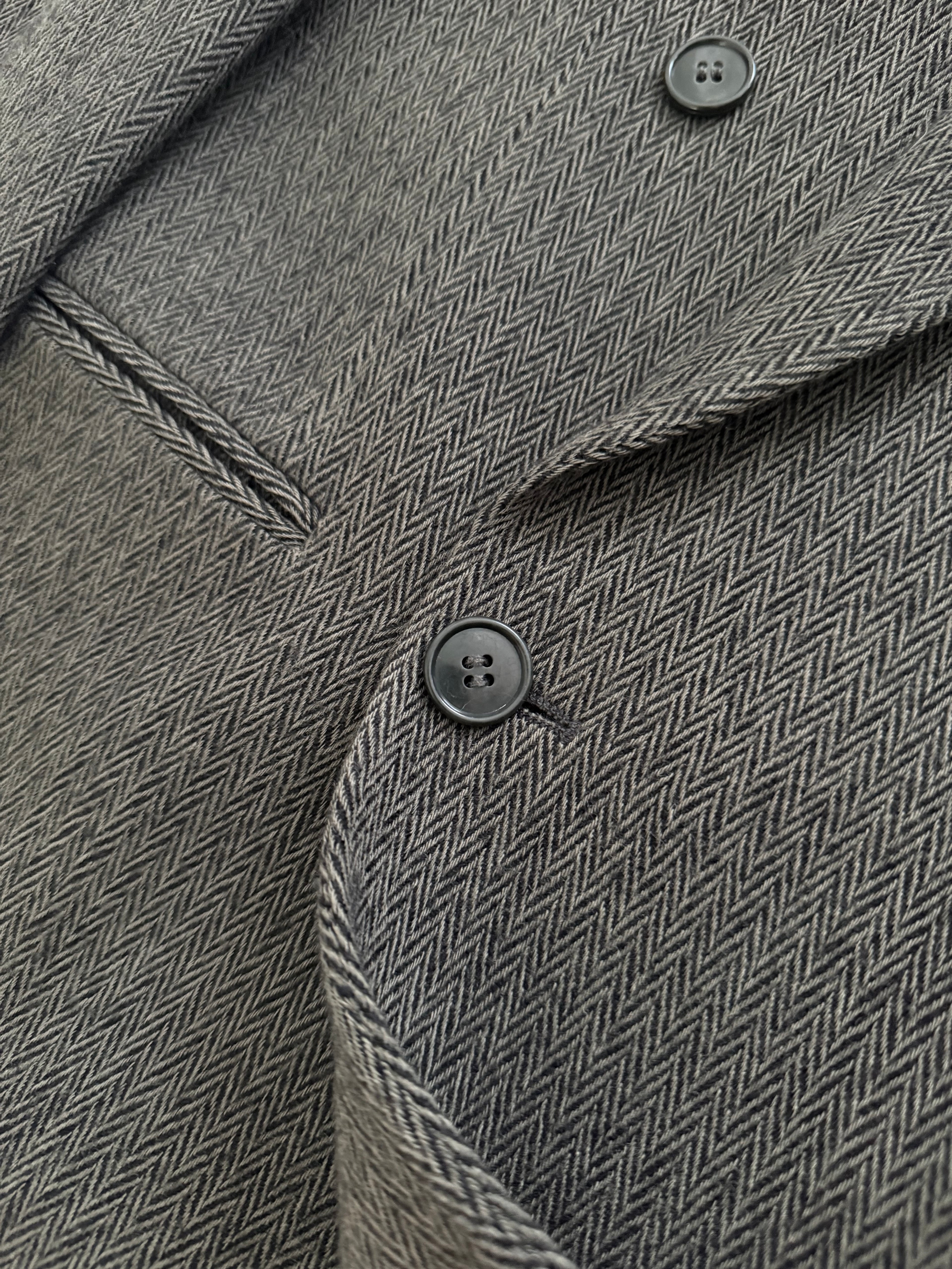 Giorgio Armani Mainline 1980s Chevron Herringbone Double Breasted Wool Sports Jacket Blazer - Size S