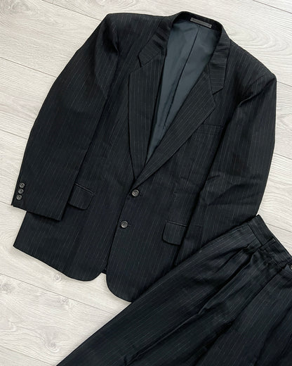 Comme Des Garcons Homme AW1988 Wool Pleated Striped Suit - Size M Jacket / 30 Waist