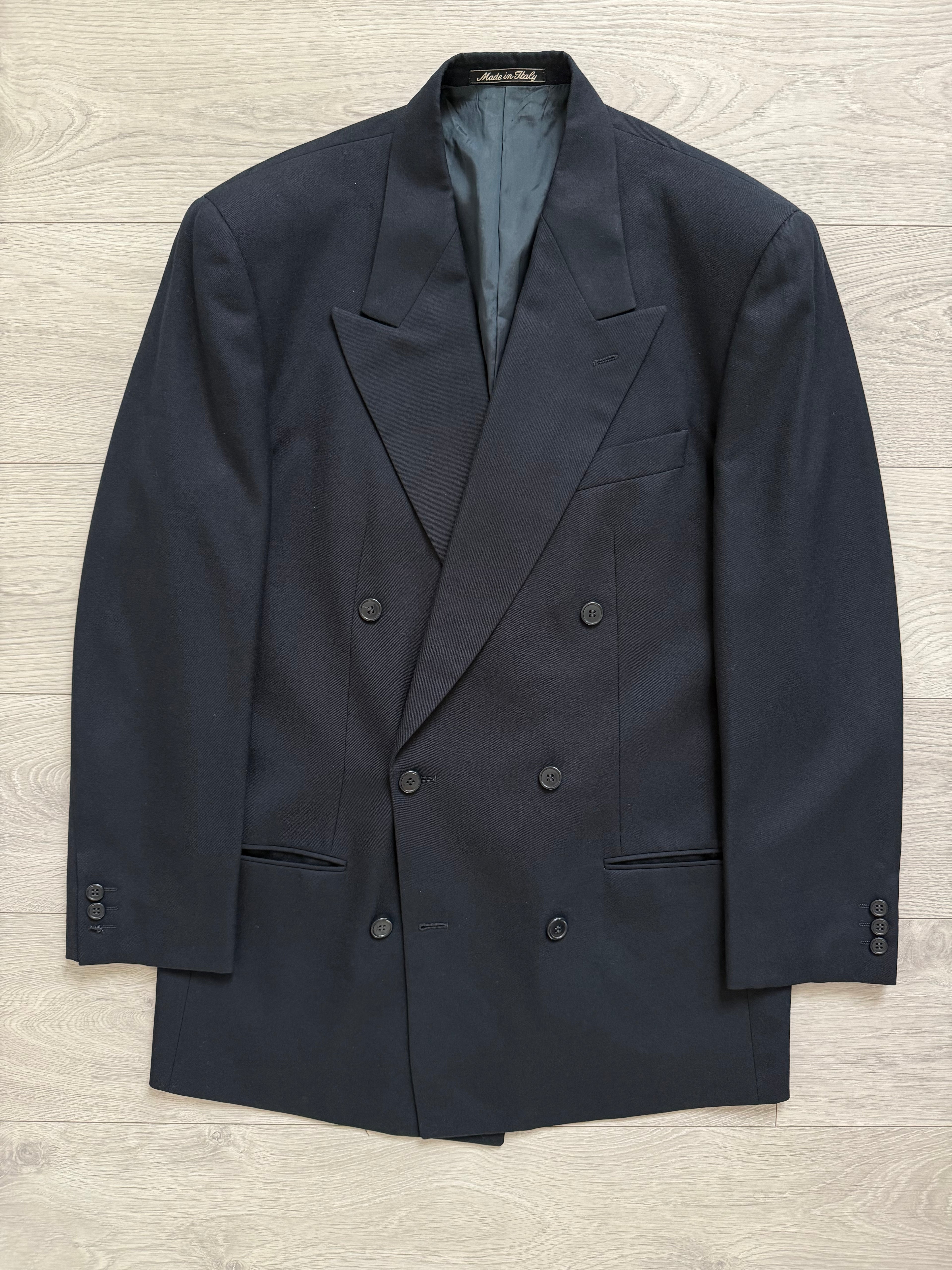 Giorgio Armani 1980s Peaked Lapel Double Breasted Wool Sport Blazer Jacket - Size M
