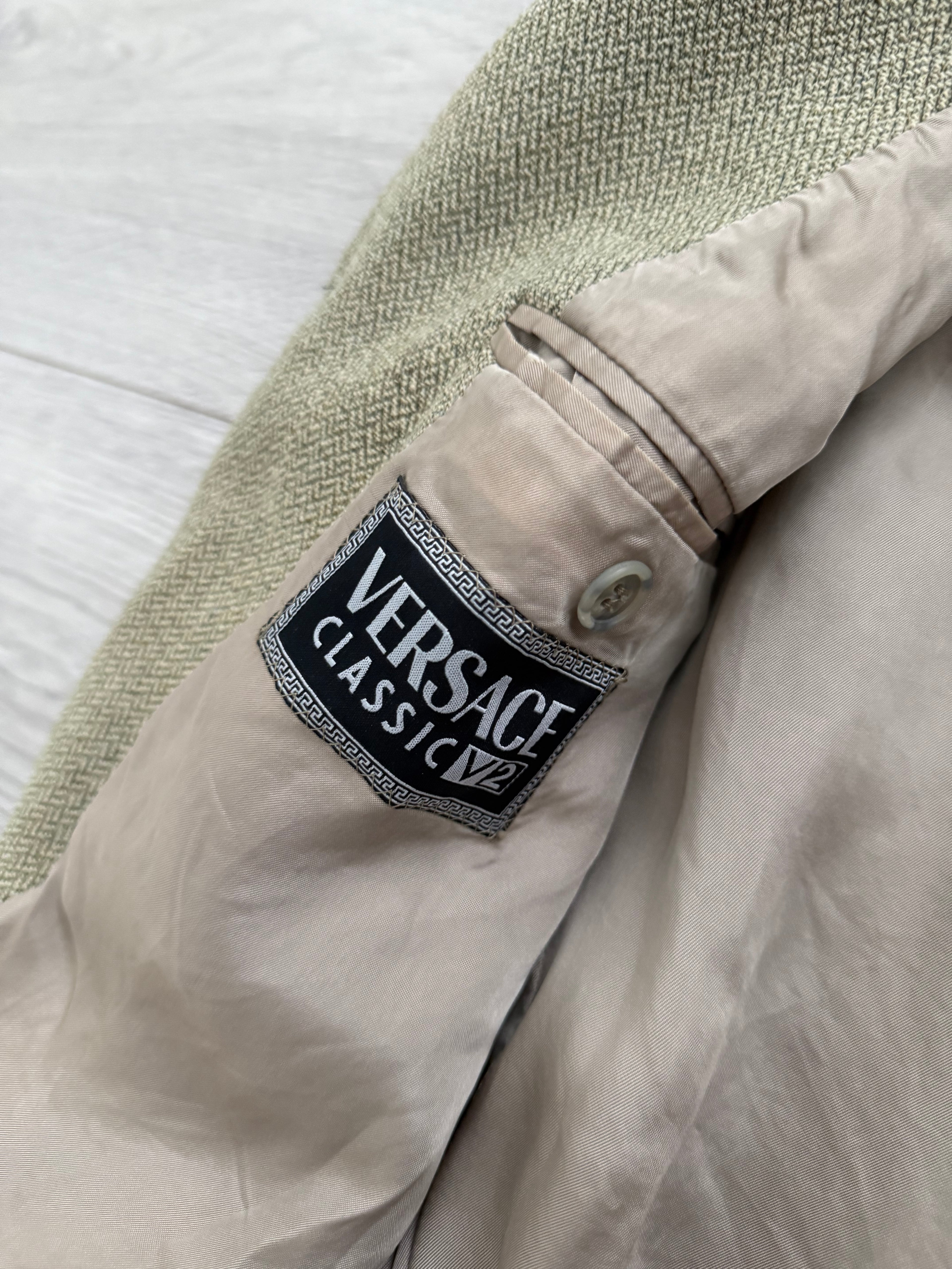 Versace 1980s 3B Tweed Textured Wool Sports Blazer Jacket - Size M