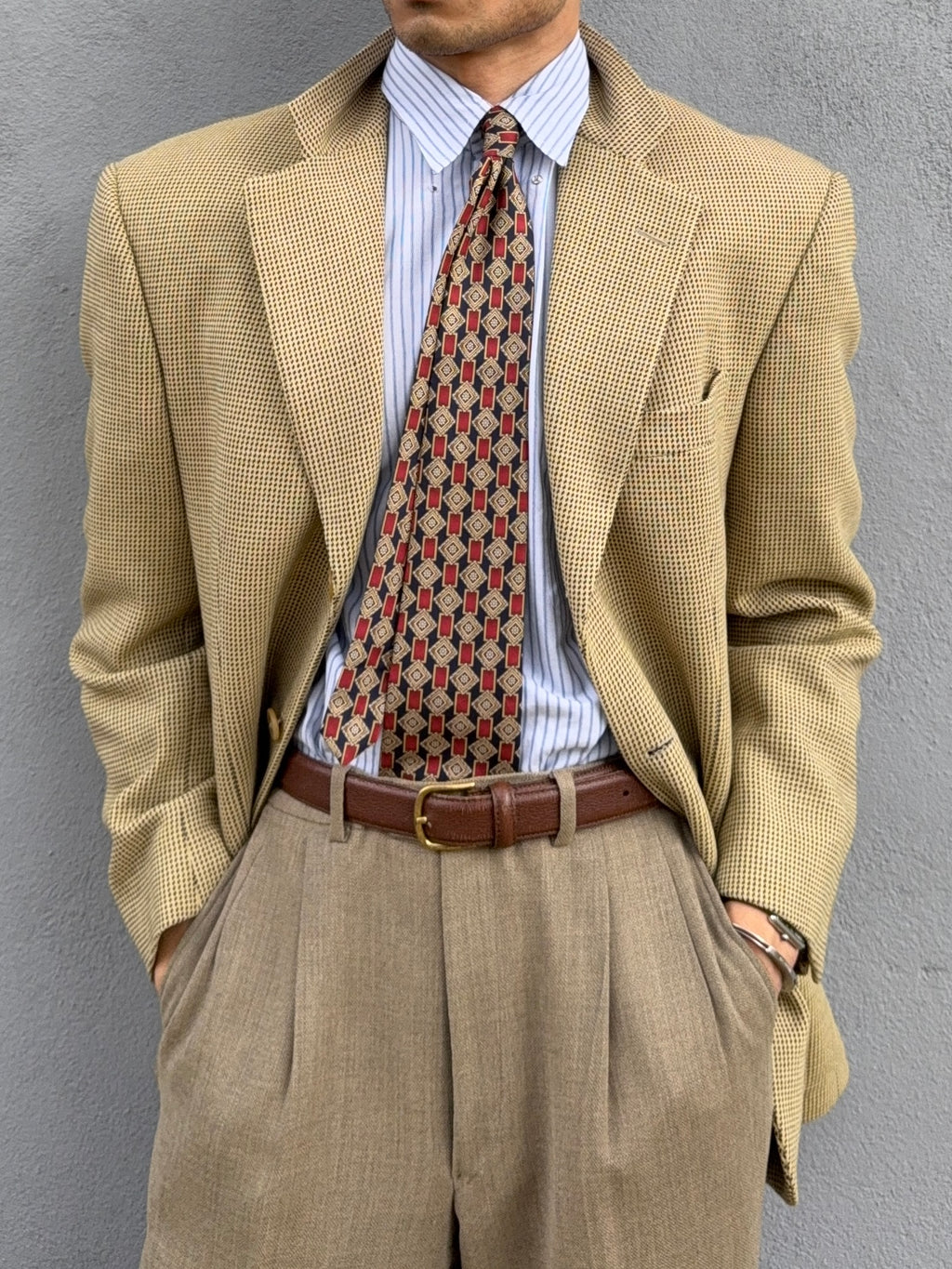 Valentino 1980s 3B Textured Wool Sports Jacket Blazer  - Size M