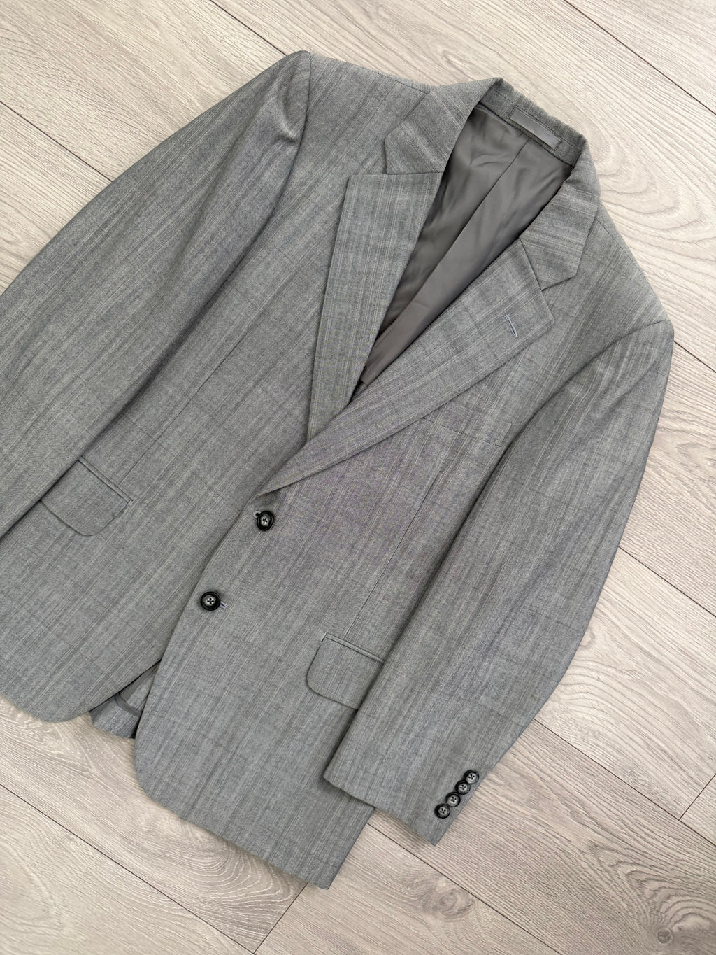 Burberry 1990s 2B Wool Check Grey Suit - Size S Jacket / 32" Waist