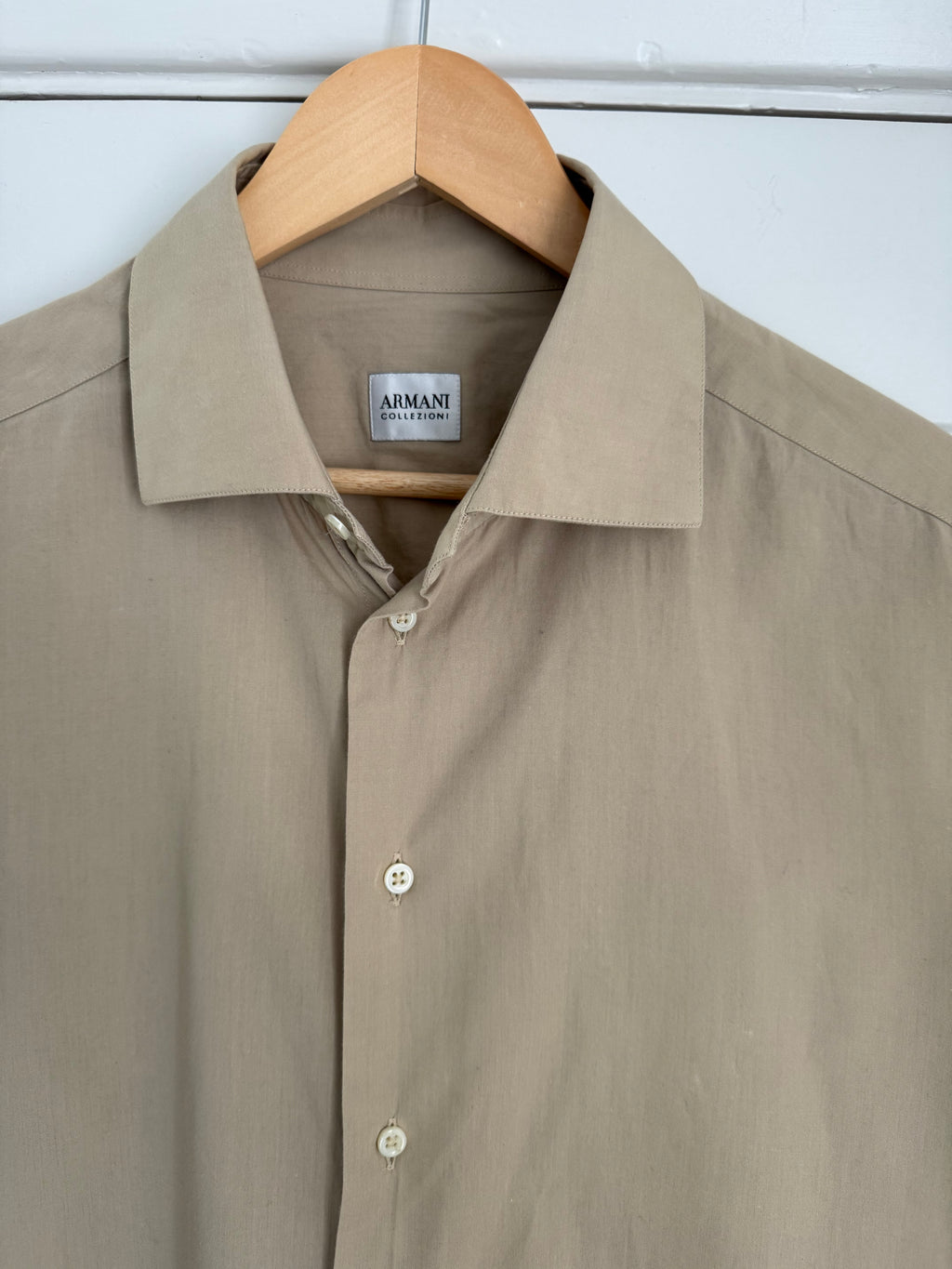 Armani 1990s Beige Cotton Shirt - Size XL