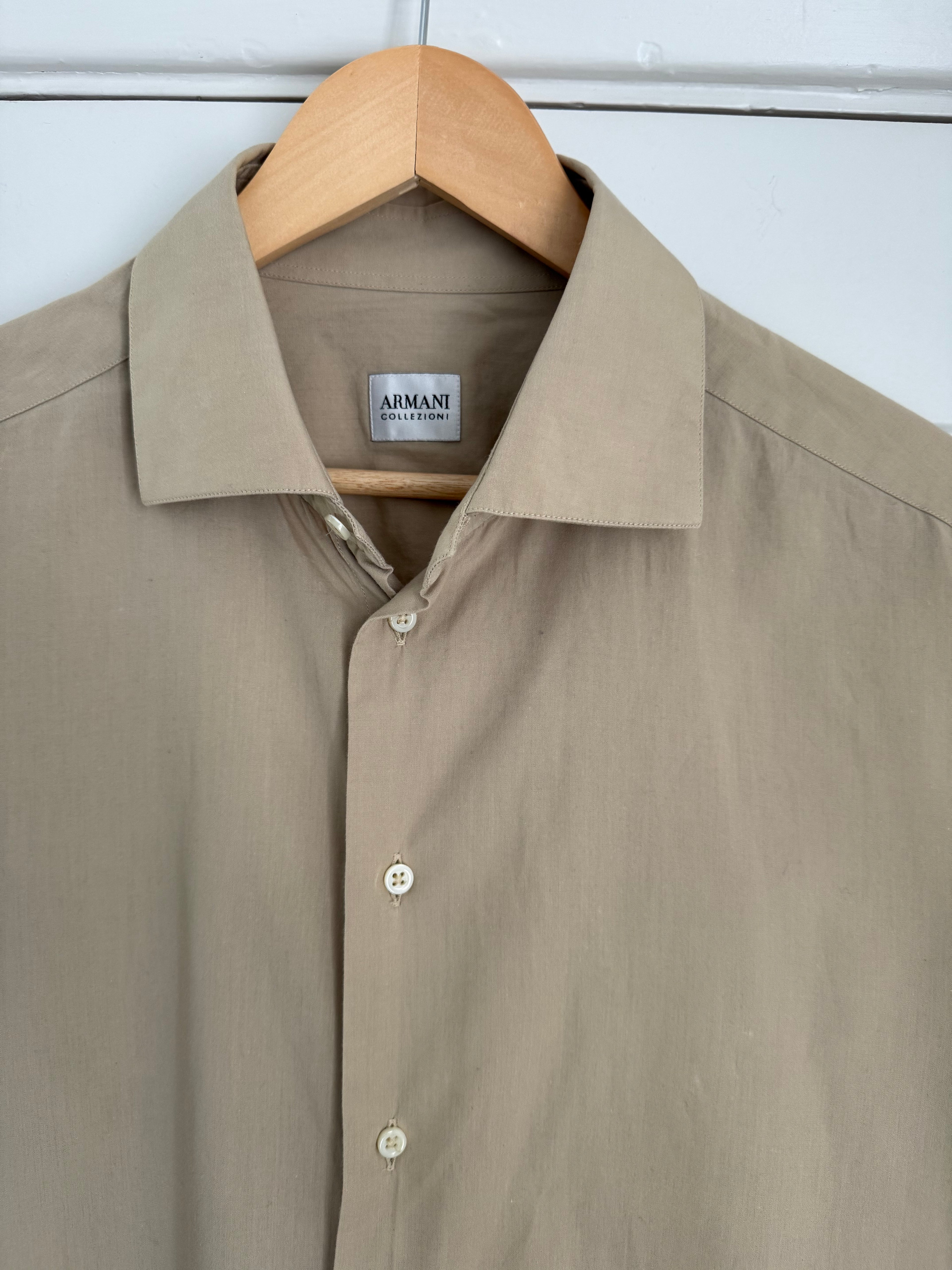 Armani 1990s Beige Cotton Shirt - Size XL