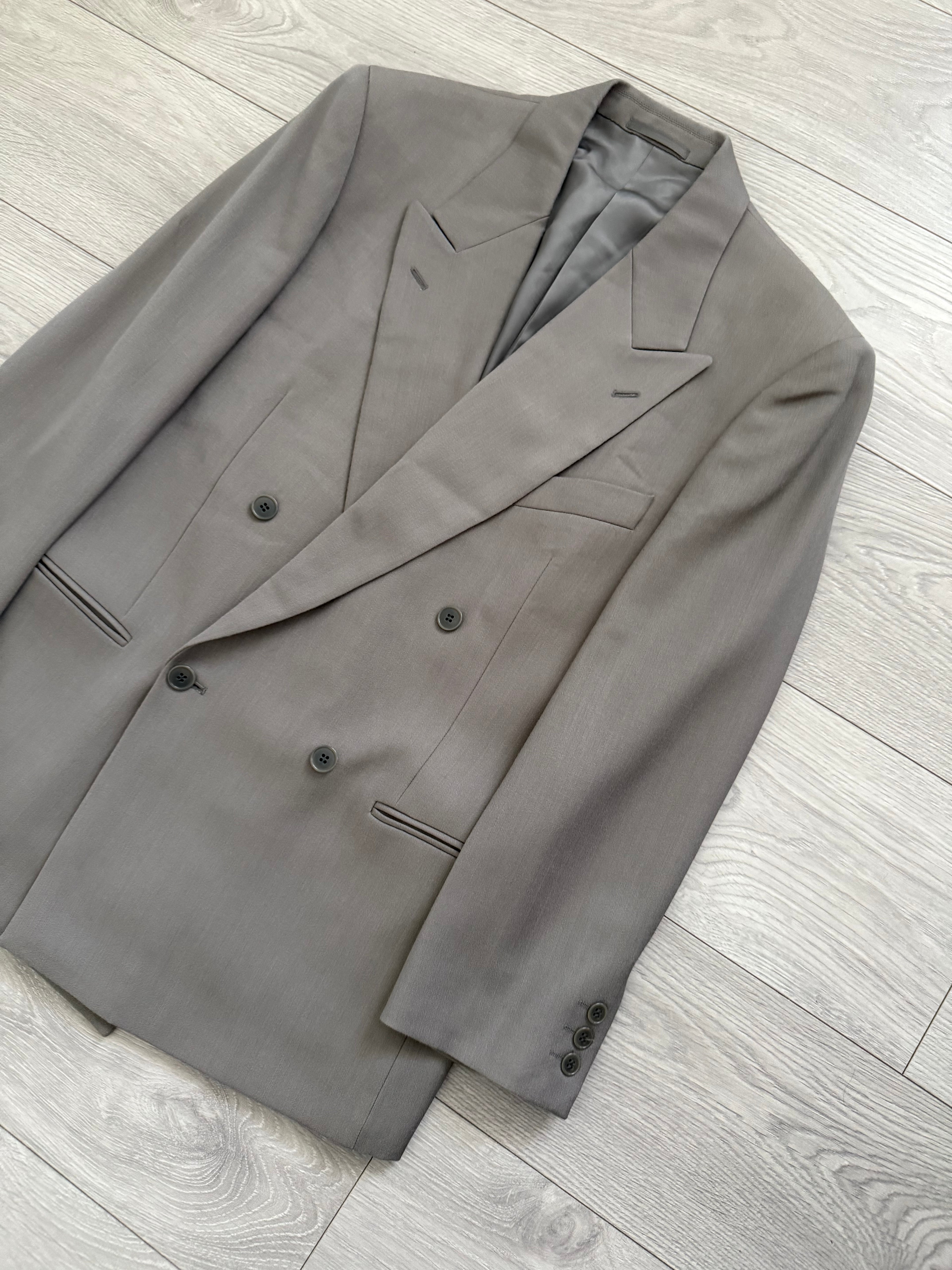Emporio Armani 1990s Peaked Lapel Double Breasted Taupe Sports Jacket Blazer - Size S