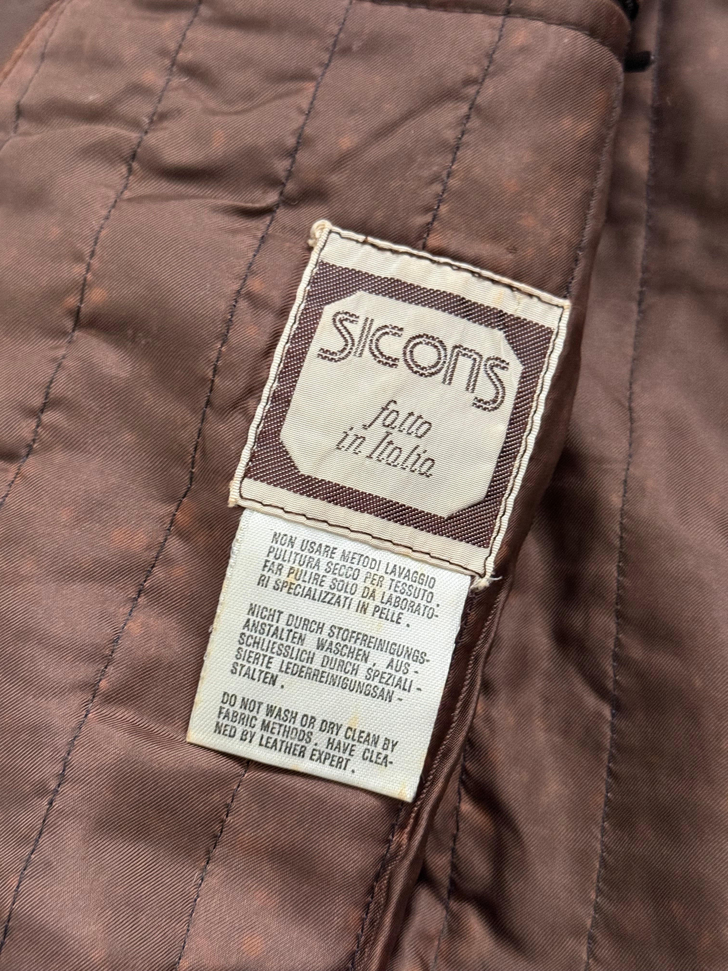 Sicons Armani 1980s Leather Military Trench Coat - Size S