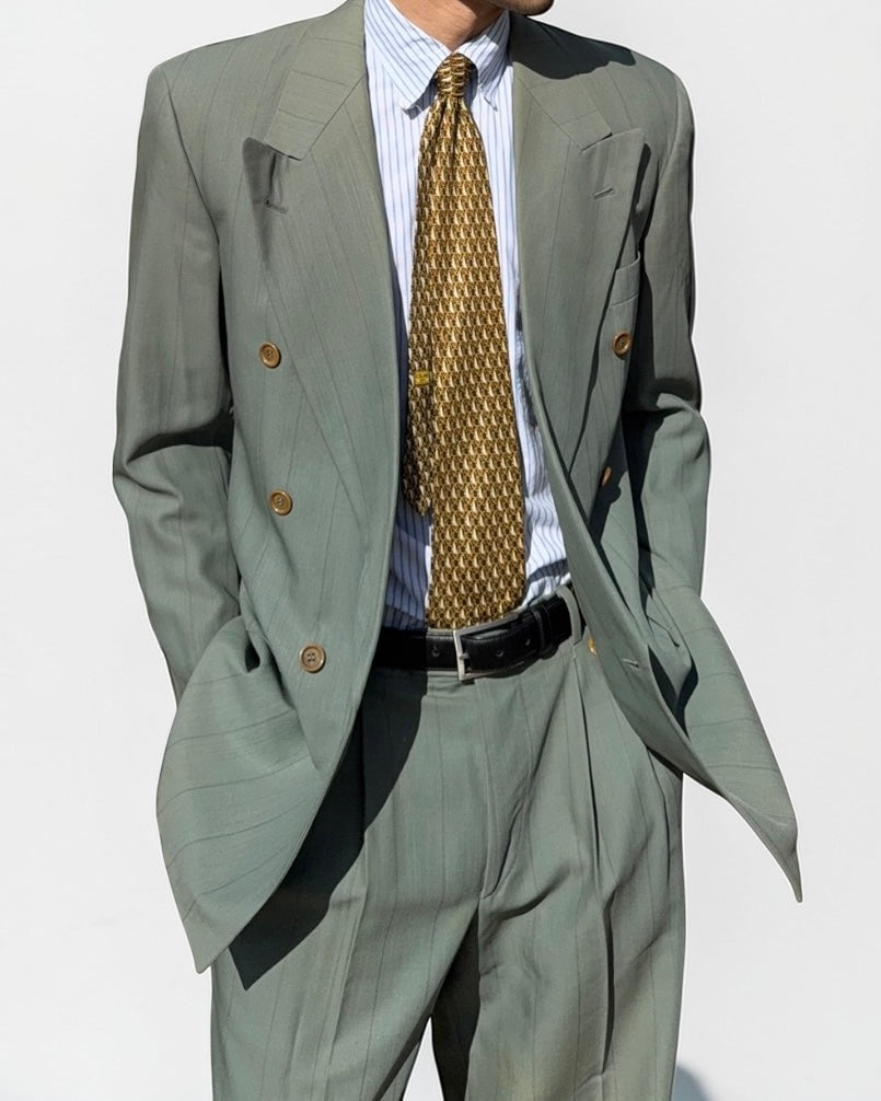 Hugo Boss 1980s 'Al Capone' Double-Breasted Pleated Wool Suit - Size S Jacket / 31" Waist