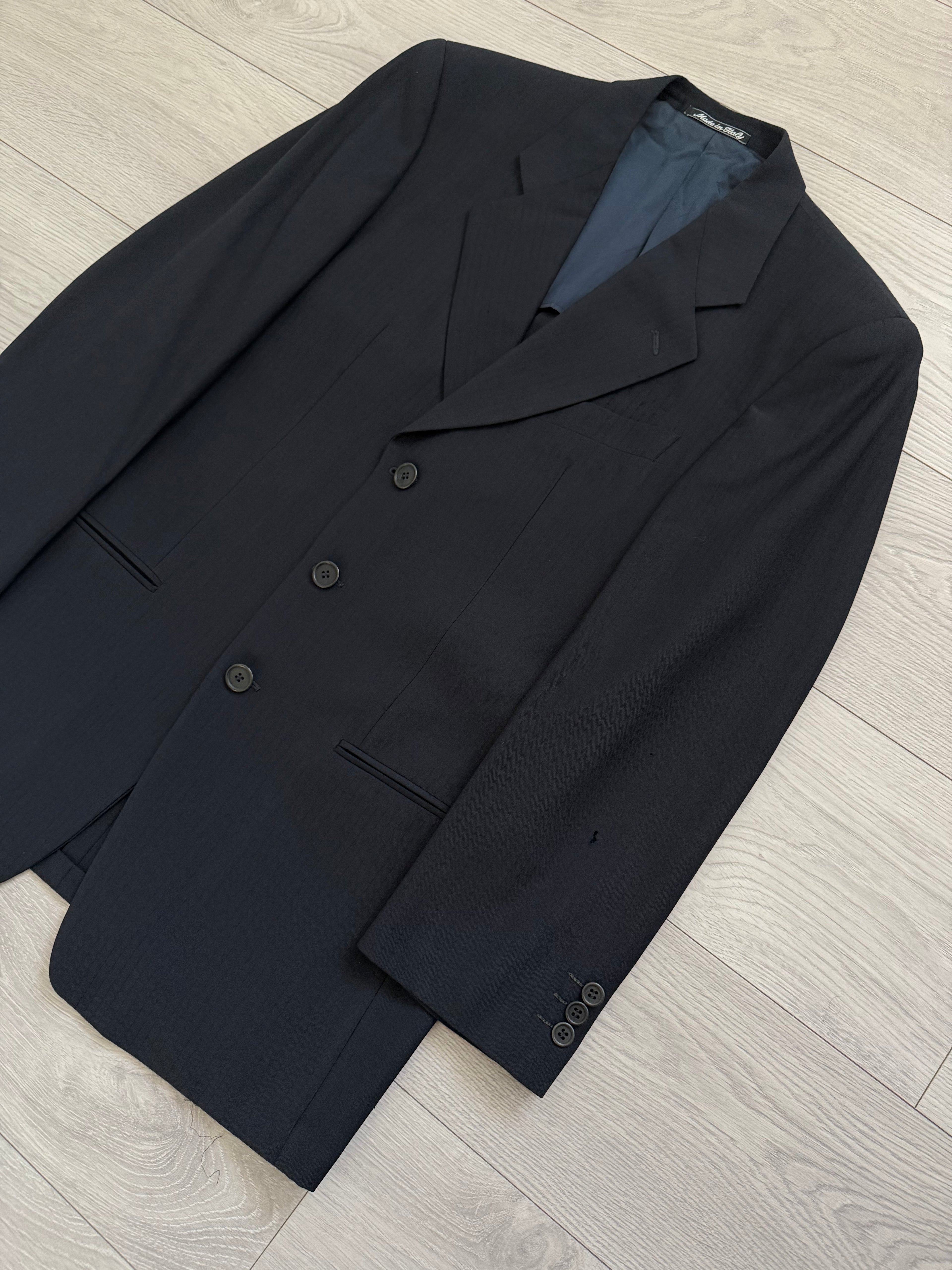 Giorgio Armani 1980s 3B Double Pleat Lightweight Navy Wool Suit - Size M Jacket / 30" Waist