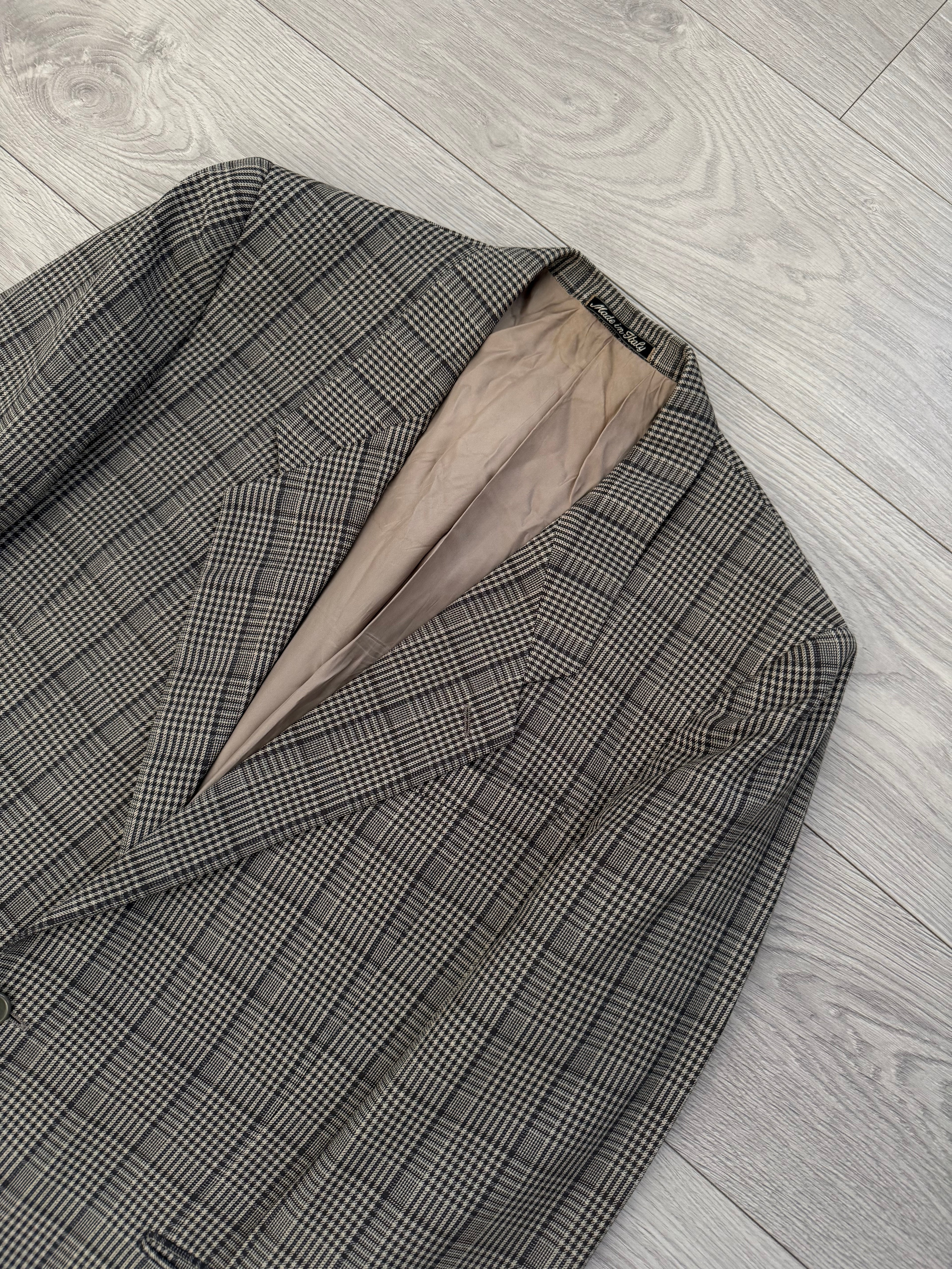 Giorgio Armani 1980s Mainline Wool Check Blazer Sports Jacket - Size L