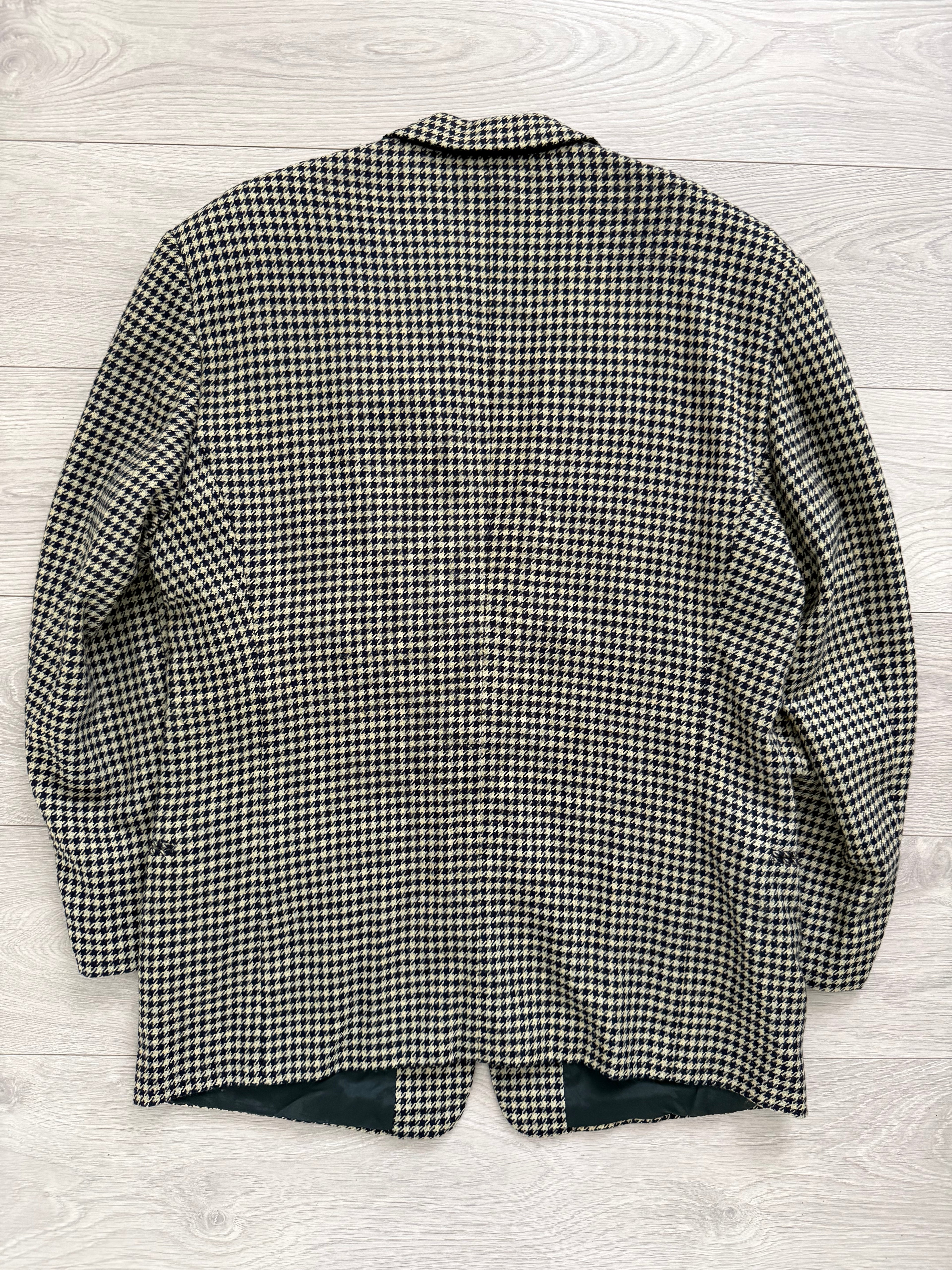 Giorgio Armani 1980s Houndstooth Textured Wool Check Sports Jacket Blazer - Size XL