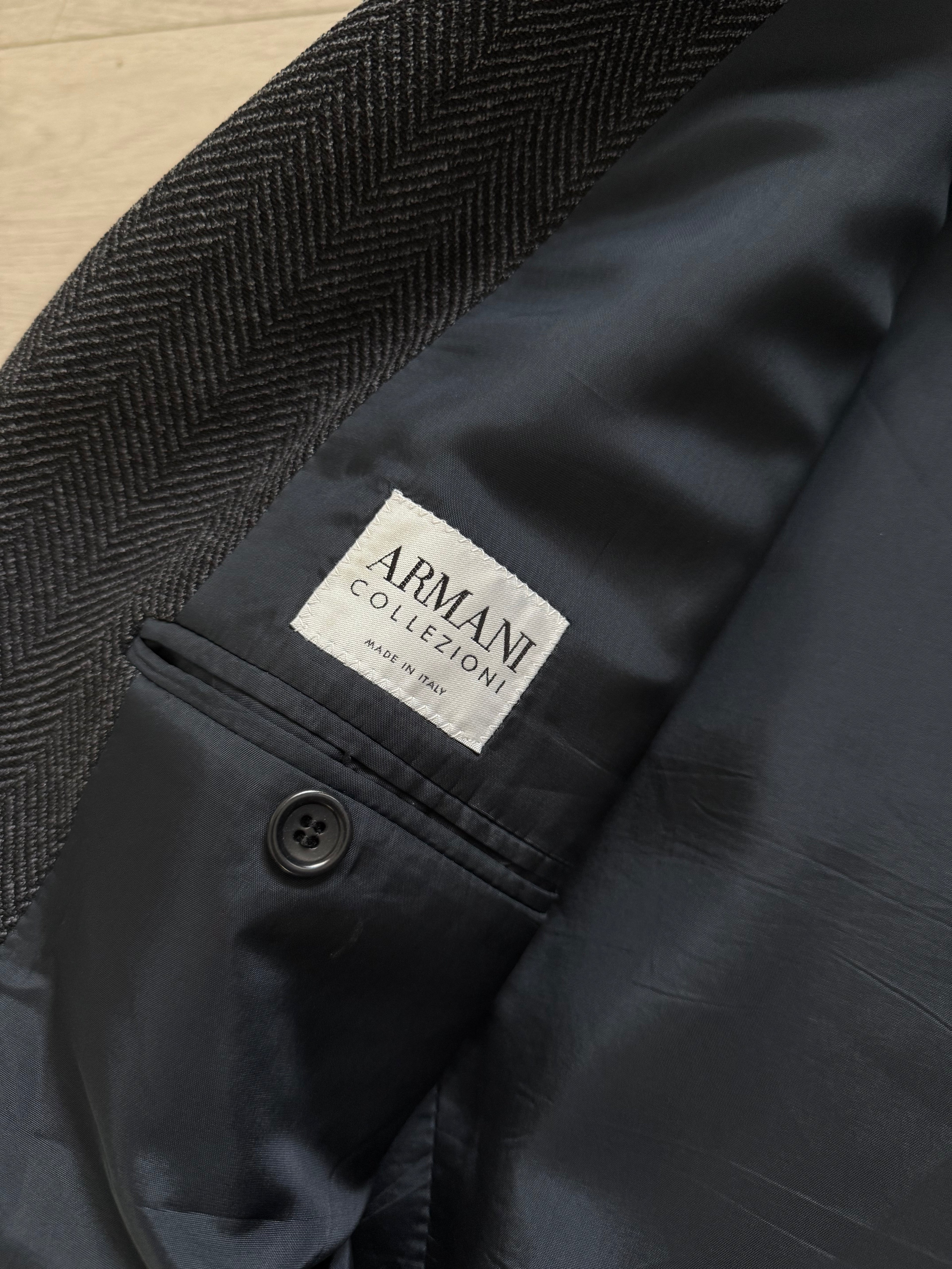Armani 1990s Herringbone Wool 3B Sports Jacket Blazer - Size XXL
