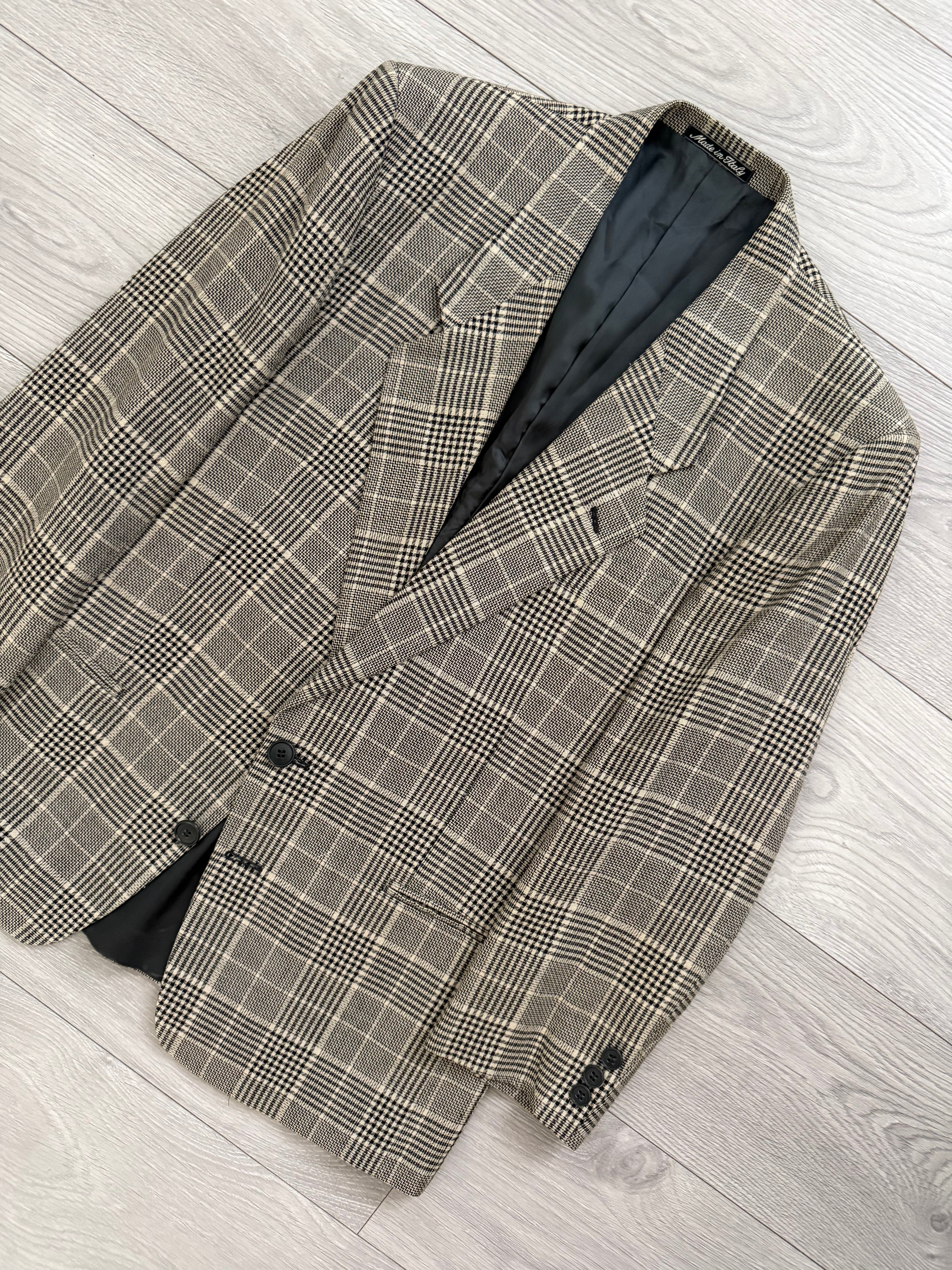 Giorgio Armani 1980s 2B Check Linen Cotton Sports Blazer Jacket - Size S