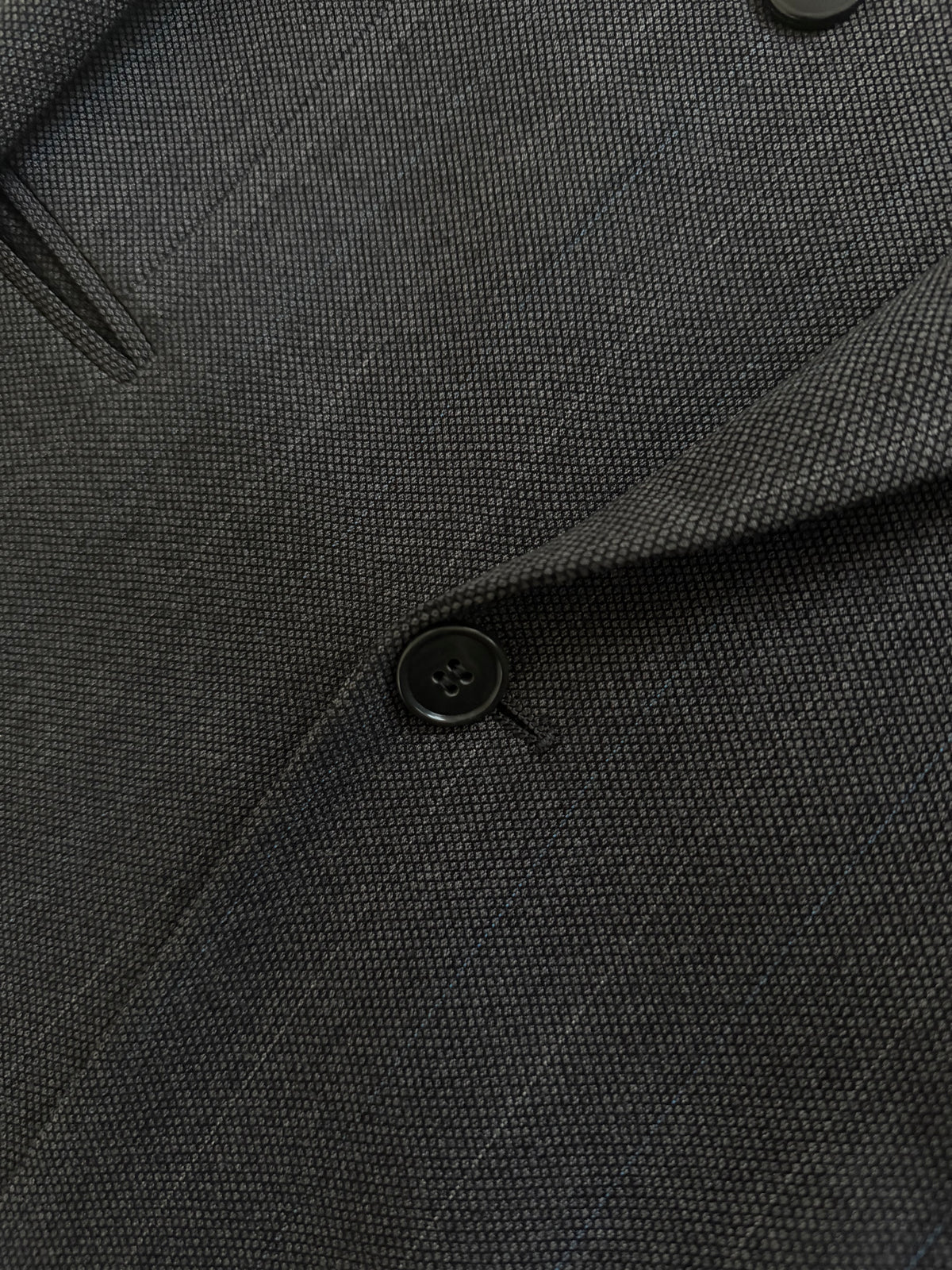 Giorgio Armani Mani 1980s Peaked Lapel Double Breasted Wool Suit Grey - Size L Jacket / 33" Waist
