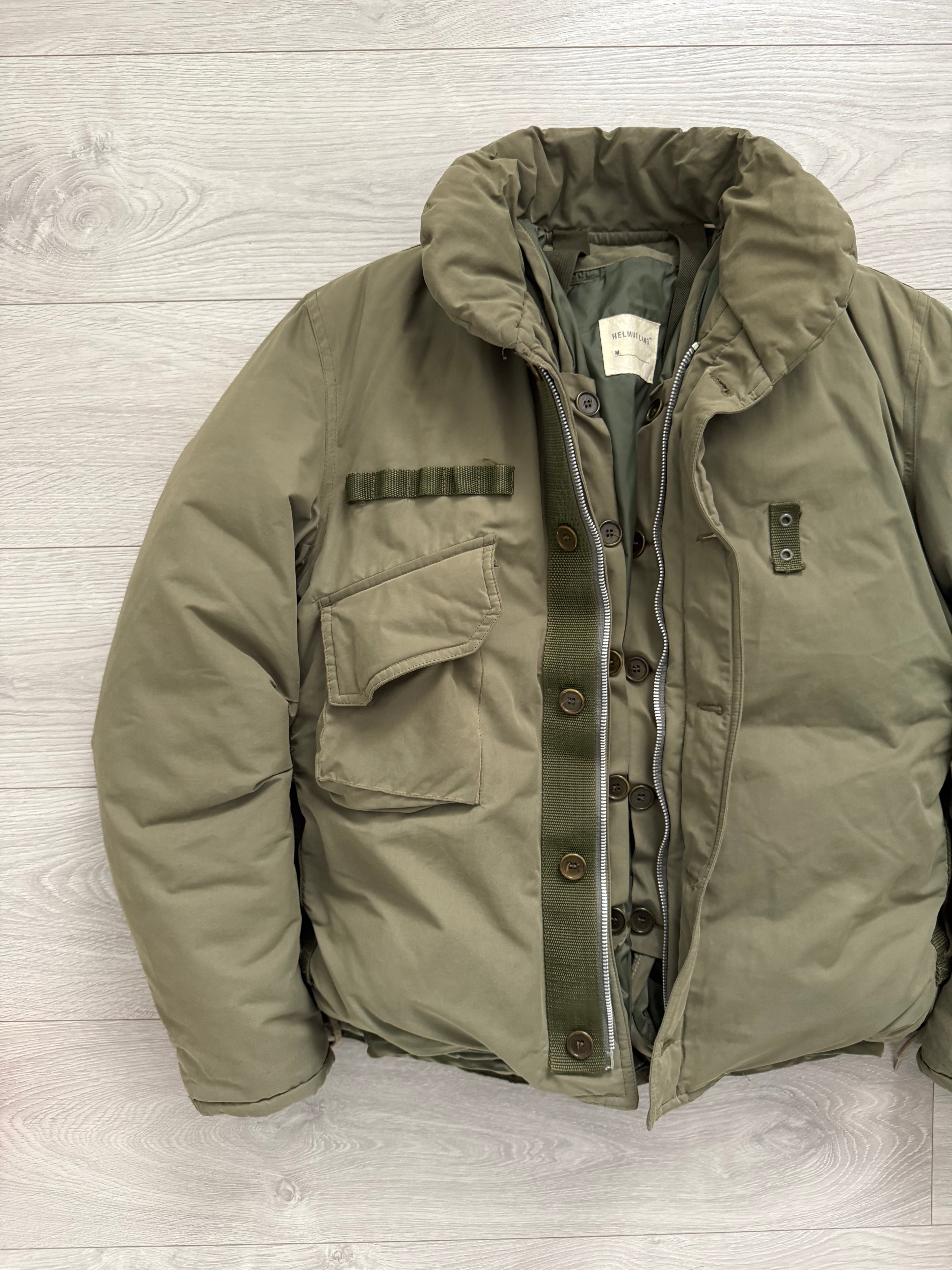 99aw 本人期 Helmut Lang M69 FLAK JACKET 46 Helmut Lang 1999 Down-Filled Laced Flak Jacket with Bondage Straps