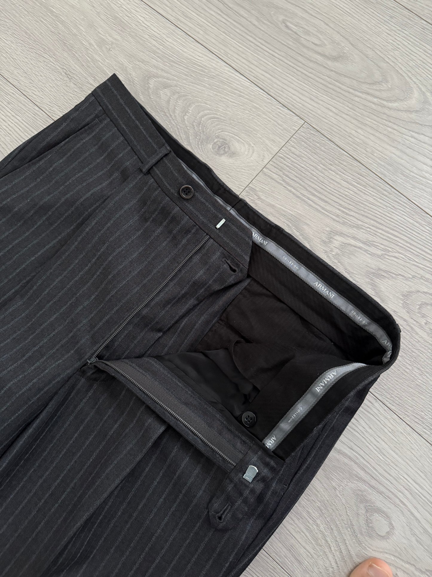 Armani 1990s Double Breasted Pleated Wool Suit - Size L Jacket / 34" Waist