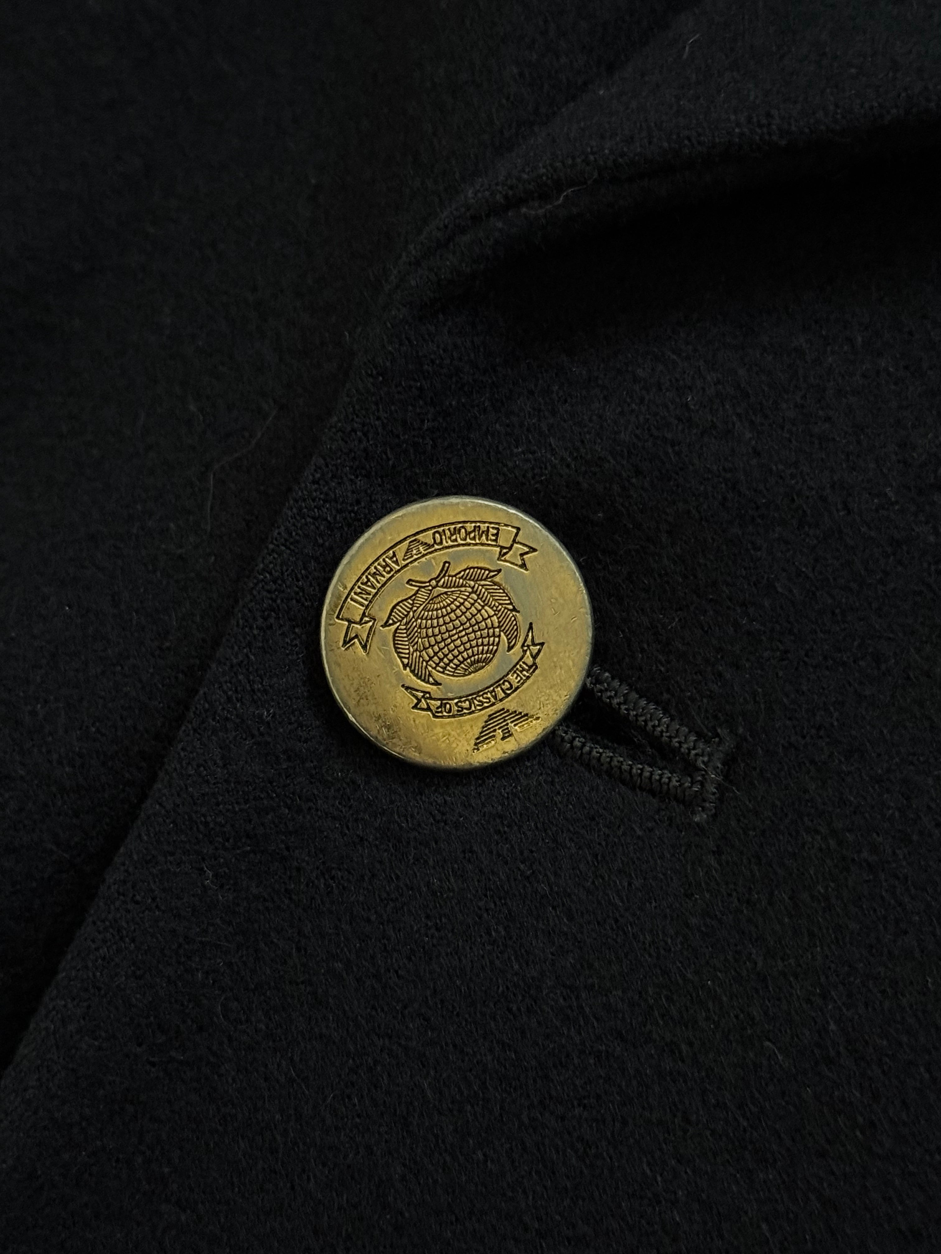 Emporio Armani 1980s Metal Button Double Breasted Wool Sports Blazer Jacket Navy - Size L