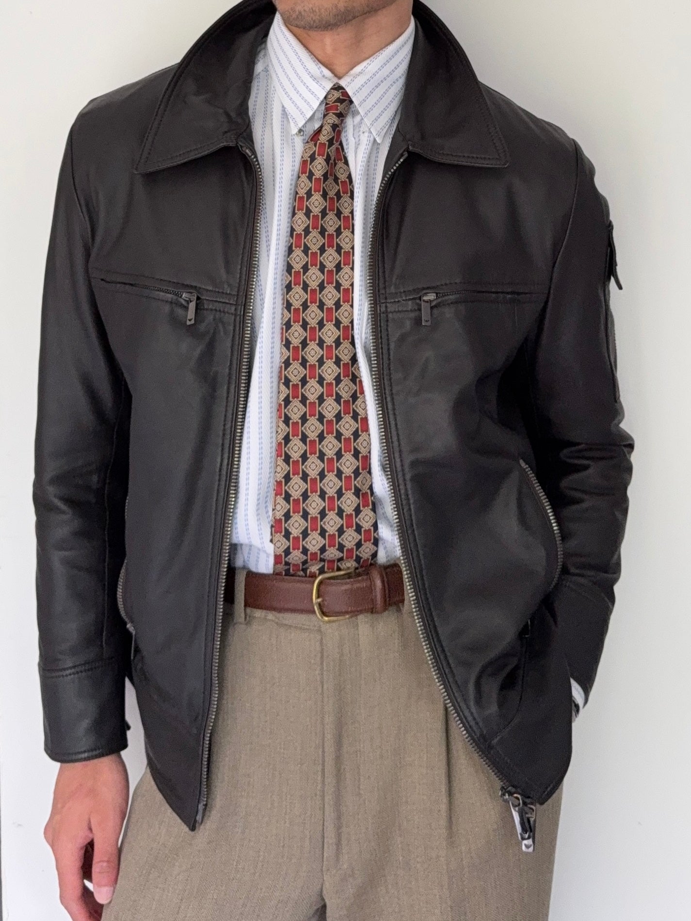 Emporio Armani AW2005 Leather Biker Jacket - Size M
