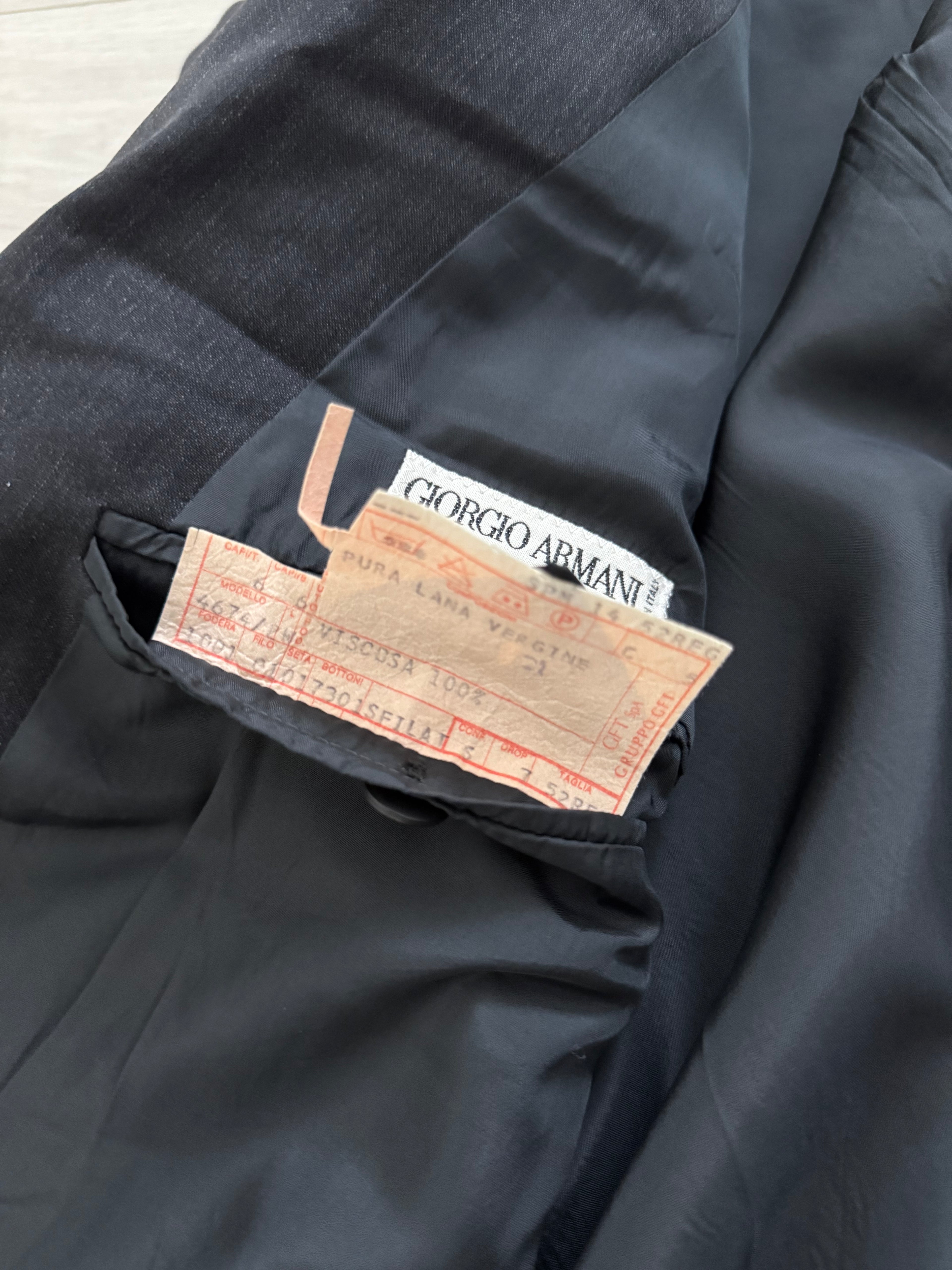 Giorgio Armani 1980s Grey Peaked Lapel Double Breasted Wool Sports Blazer Jacket - Size XL