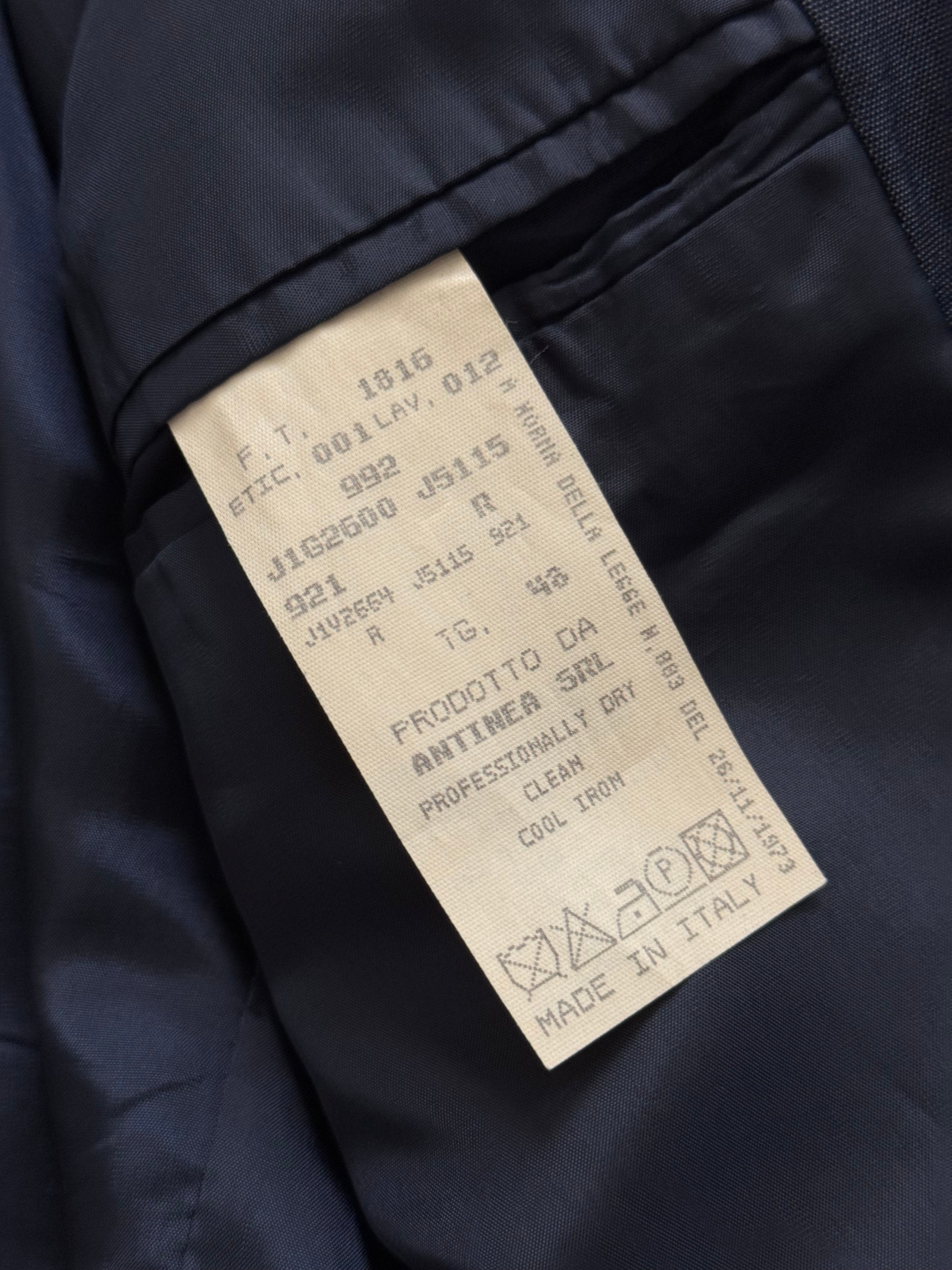 Emporio Armani 1990s 3B Wool Blend Draped Heathered Blue Suit - Size M Jacket / 32" Waist
