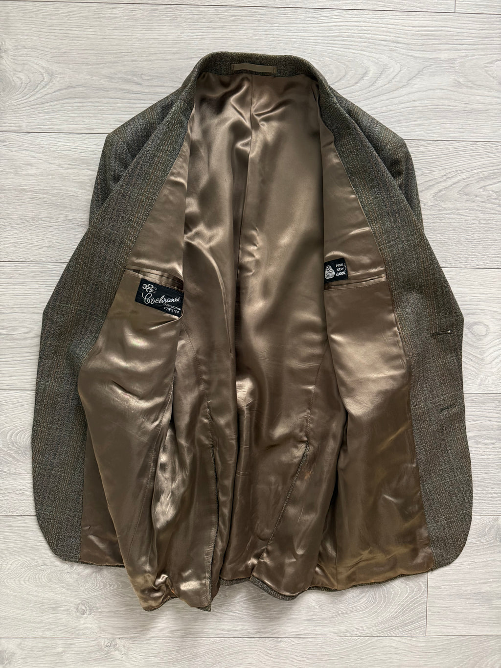 Vintage 1980s 2B Wool Textured Green Brown Suit - Size M Jacket / 32" Waist