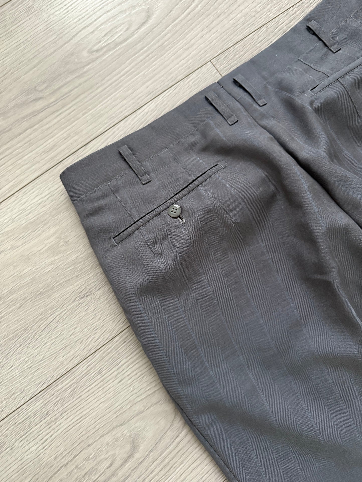 Yves Saint Laurent 1990s Double-Breasted Pleated Wool Suit - Size L Jacket / 34" Waist