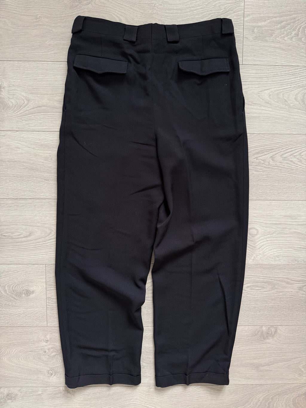 Giorgio Armani 1980s Double Pleat Wool Navy Pants - Size 36" Waist