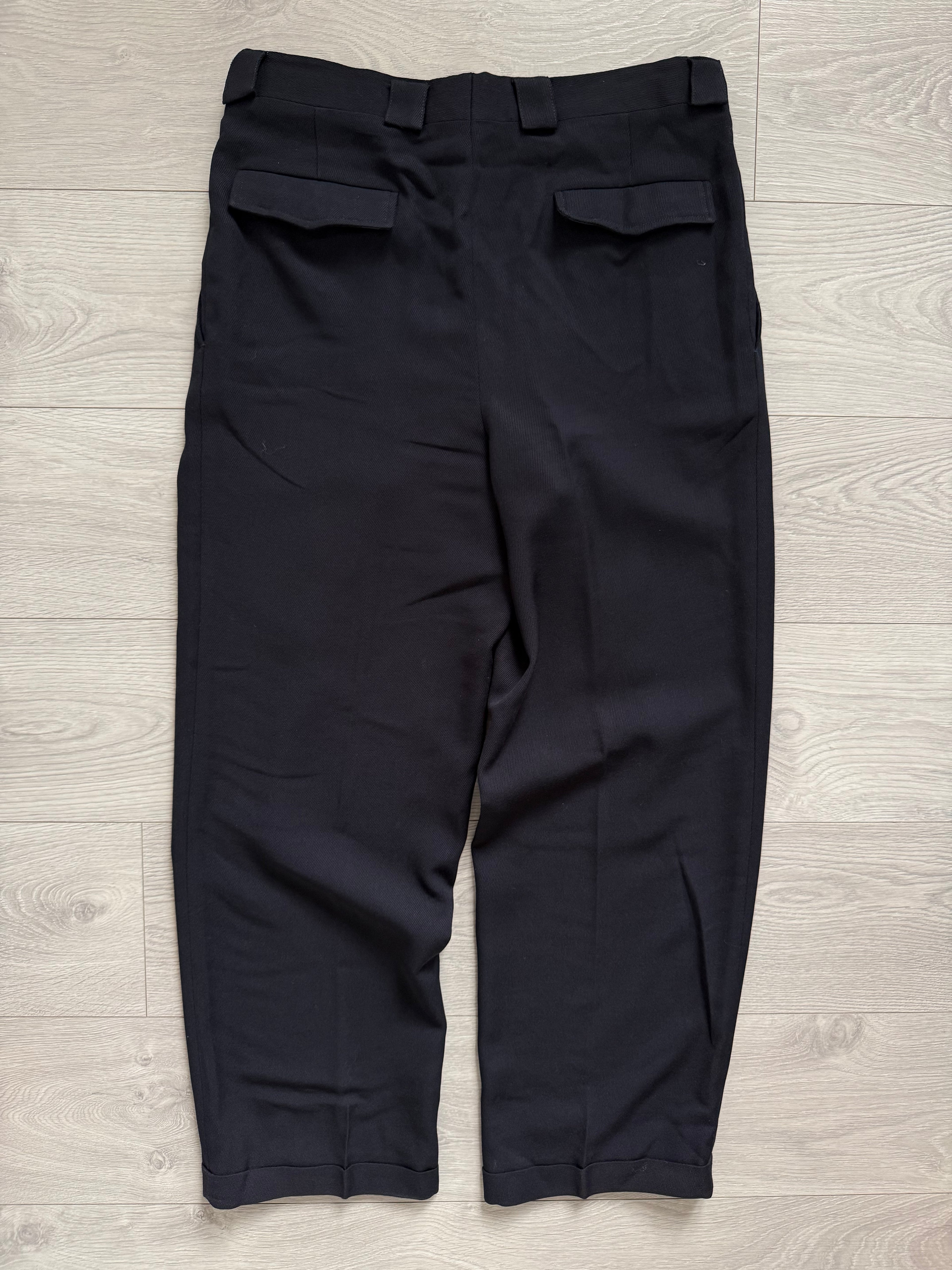 Giorgio Armani 1980s Double Pleat Wool Navy Pants - Size 36" Waist