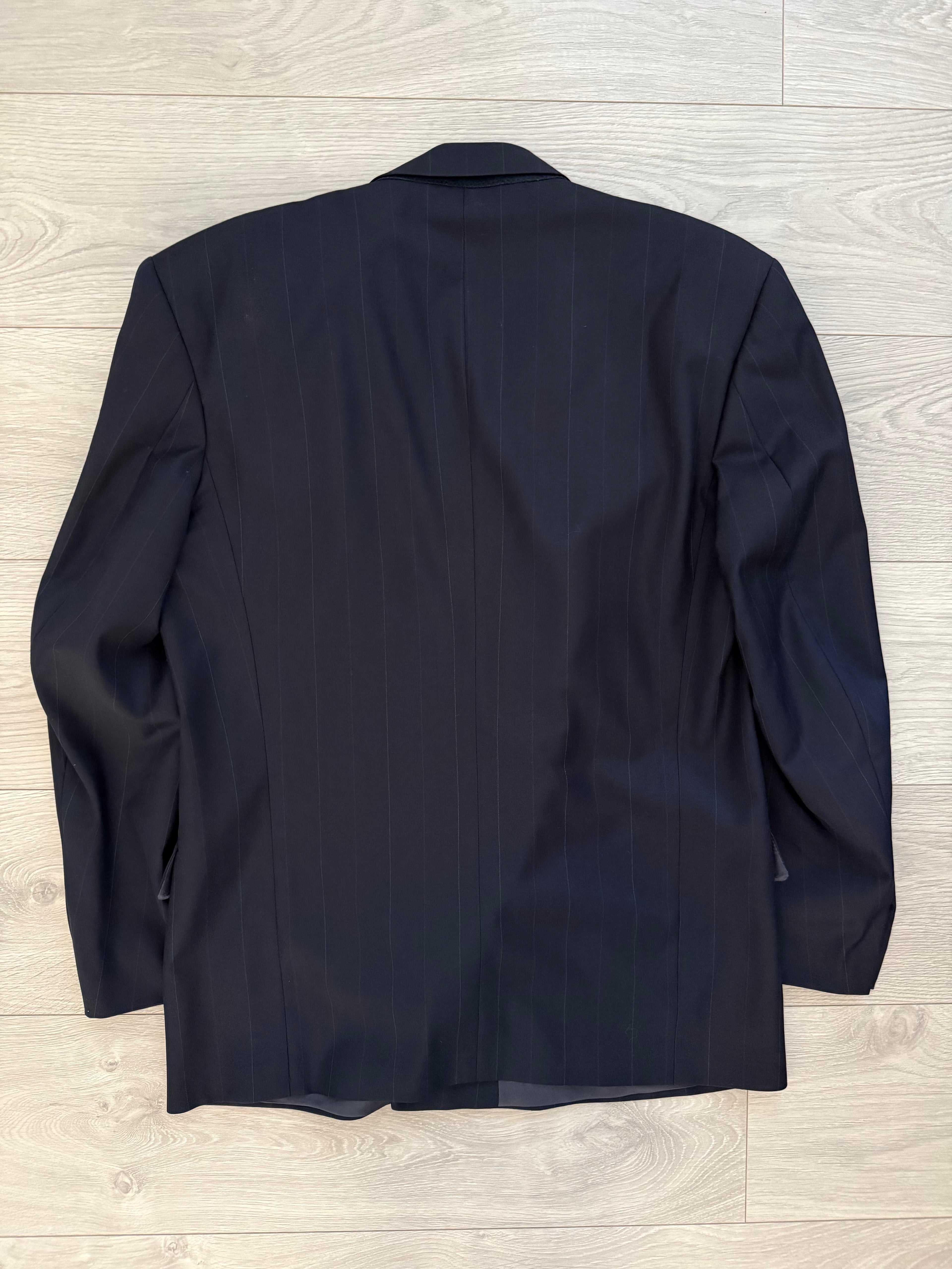 Hugo Boss 1980s 'Mitford' Peaked Lapel Double Breasted Pleated Wool Suit - Size M Jacket / 32" Waist