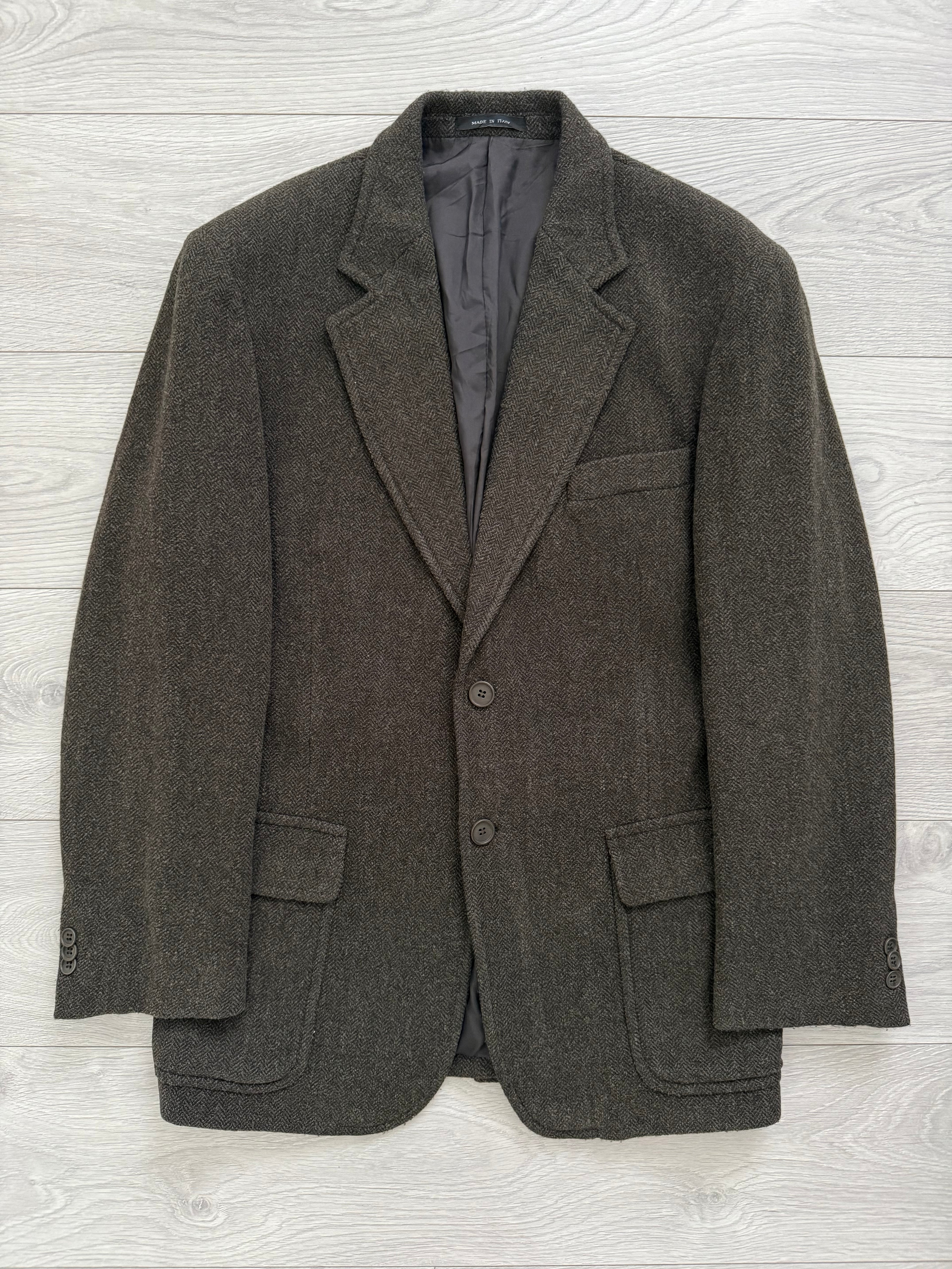 Emporio Armani 1990s 2B Brown Wool Hunting Jacket Blazer - Size S