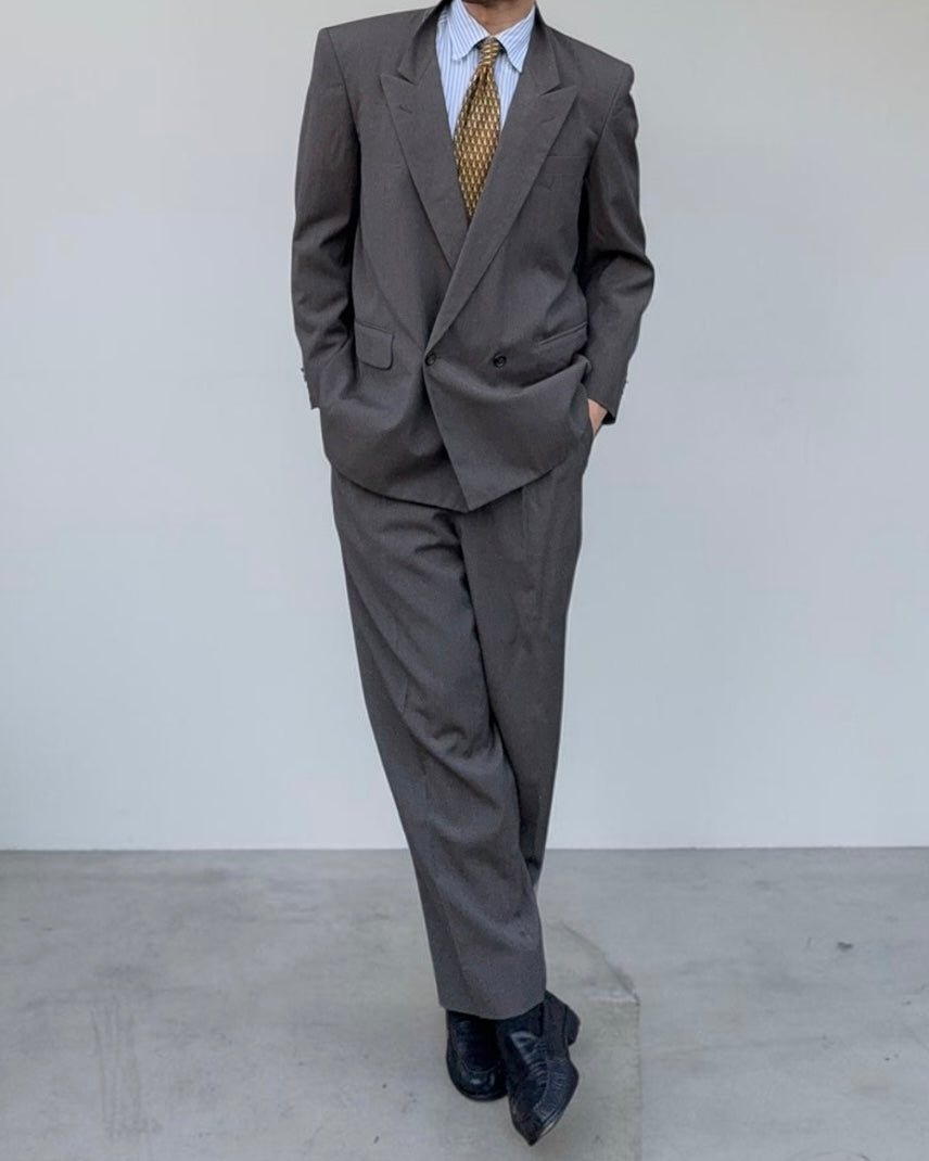 Comme Des Garcons Homme 1989 Double Breasted Pleated Wool Grey Suit - Size S Jacket / 28" Waist