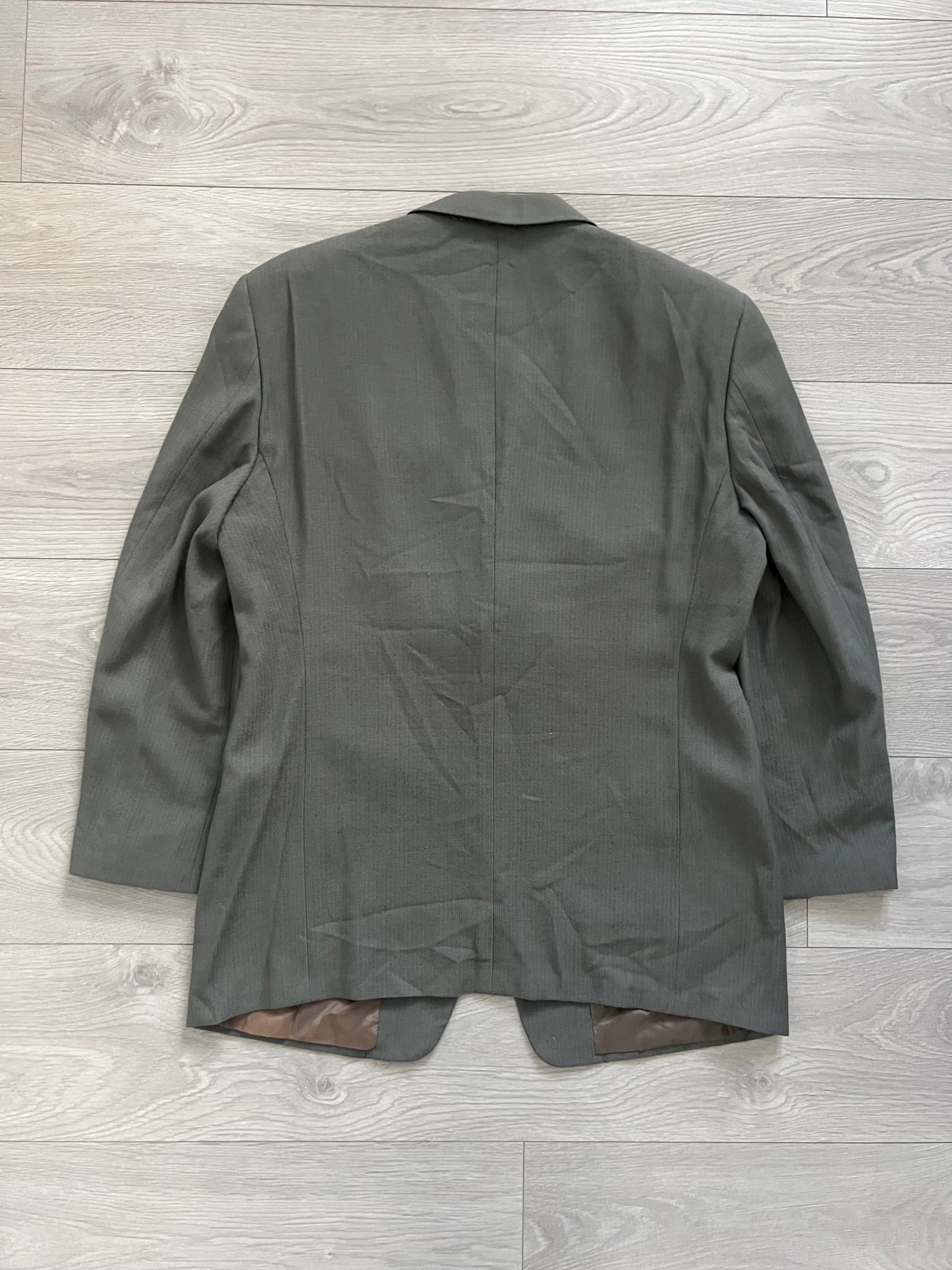 Armani 1990s Pleated Grey Wool Relaxed Suit - L Jacket / 36" Waist