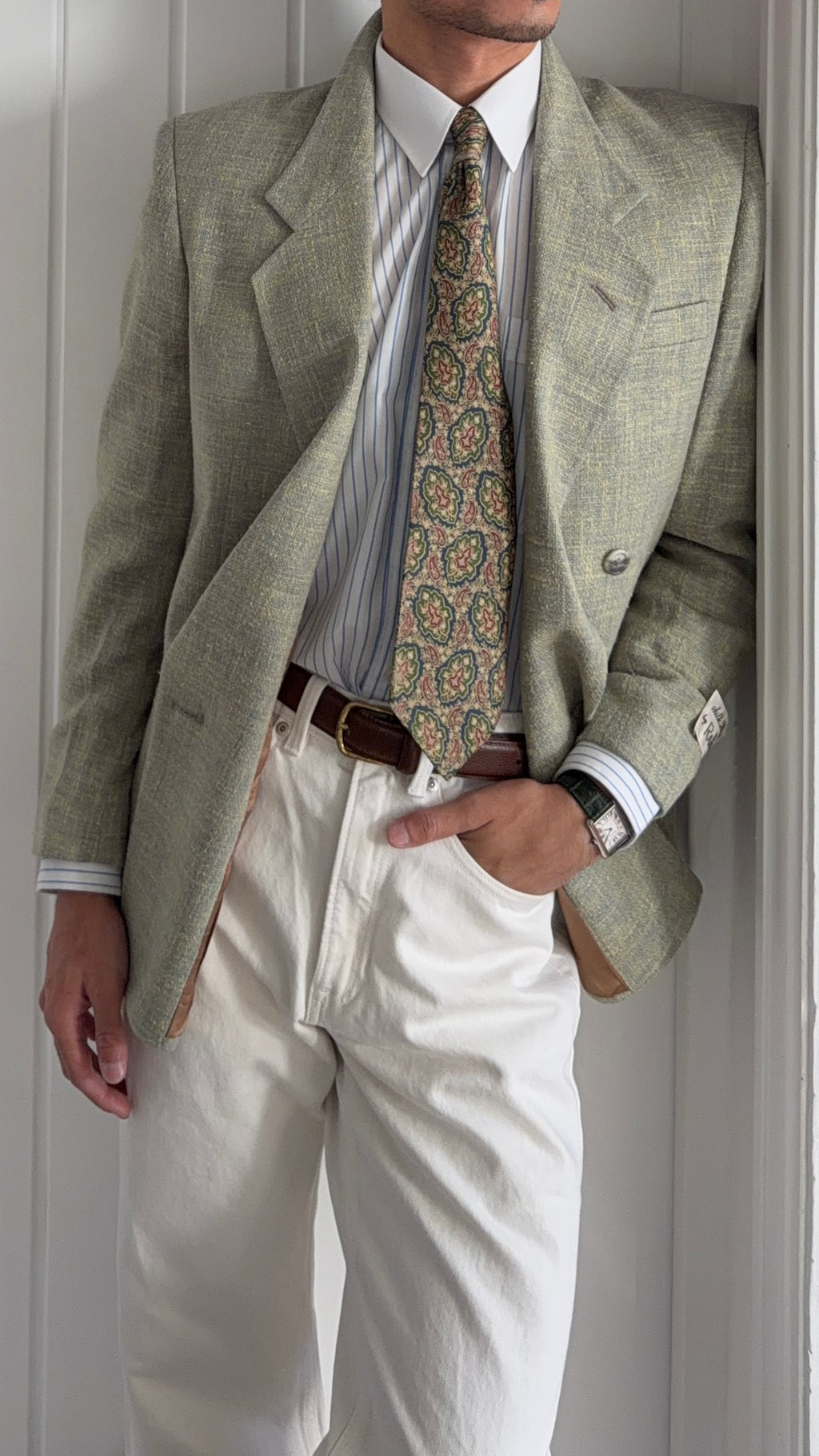 Raffinati 1990s Silk Wool Double Breasted Textured Sport Jacket Blazer  - Size S