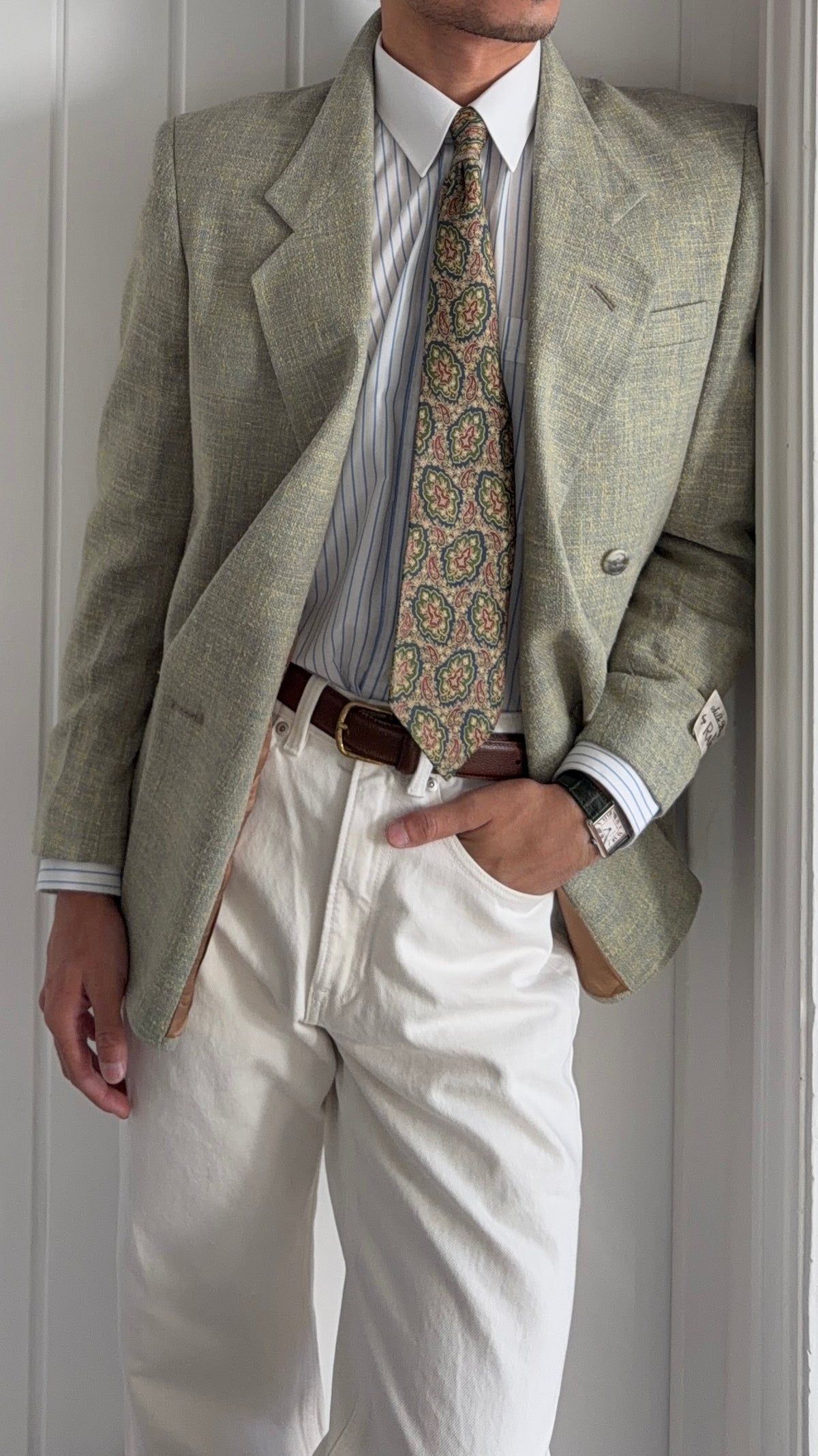 Raffinati 1990s Silk Wool Double Breasted Textured Sport Jacket Blazer  - Size S