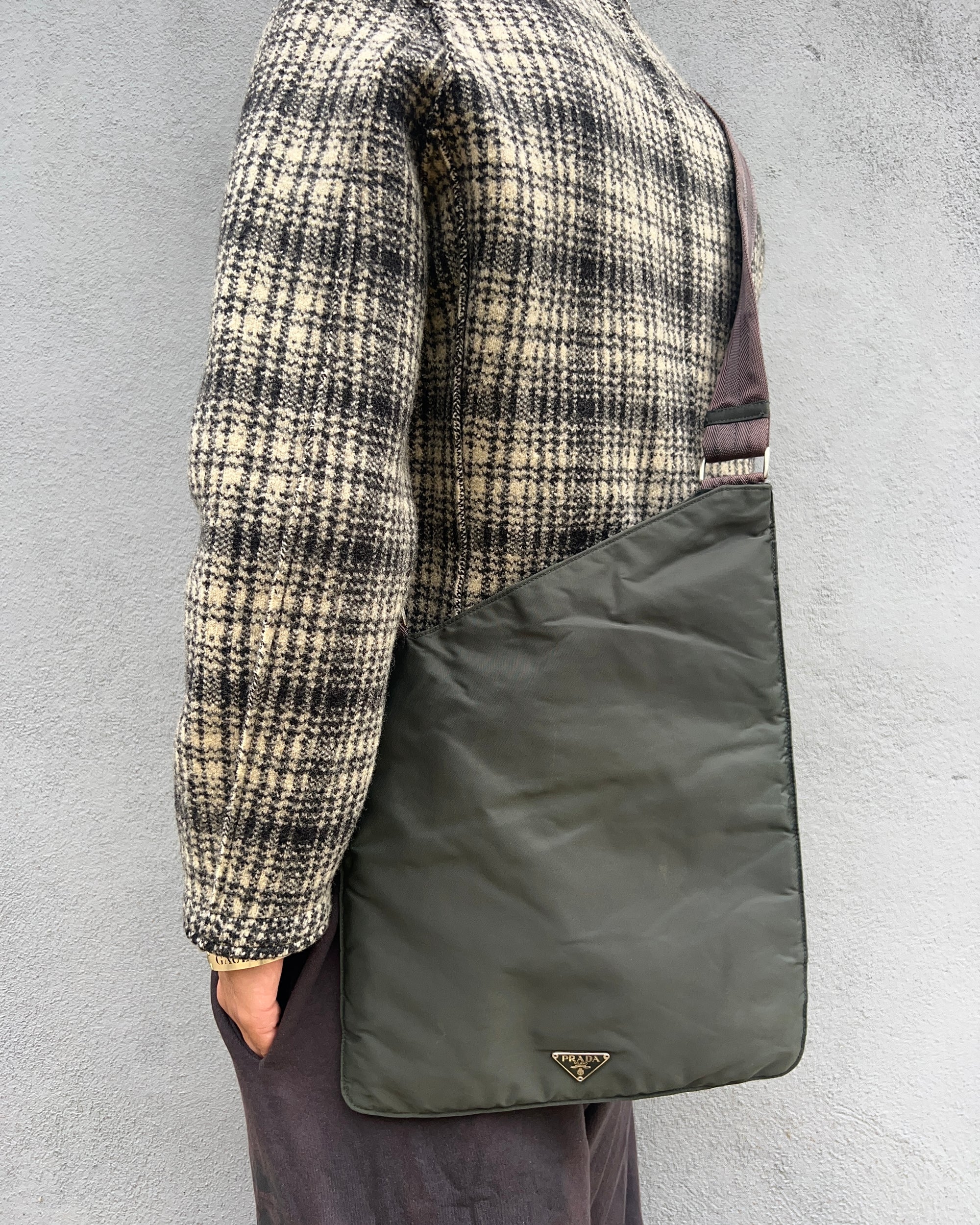 Prada FW1998 Anatomical Plaque Logo Nylon Crossbody Bag