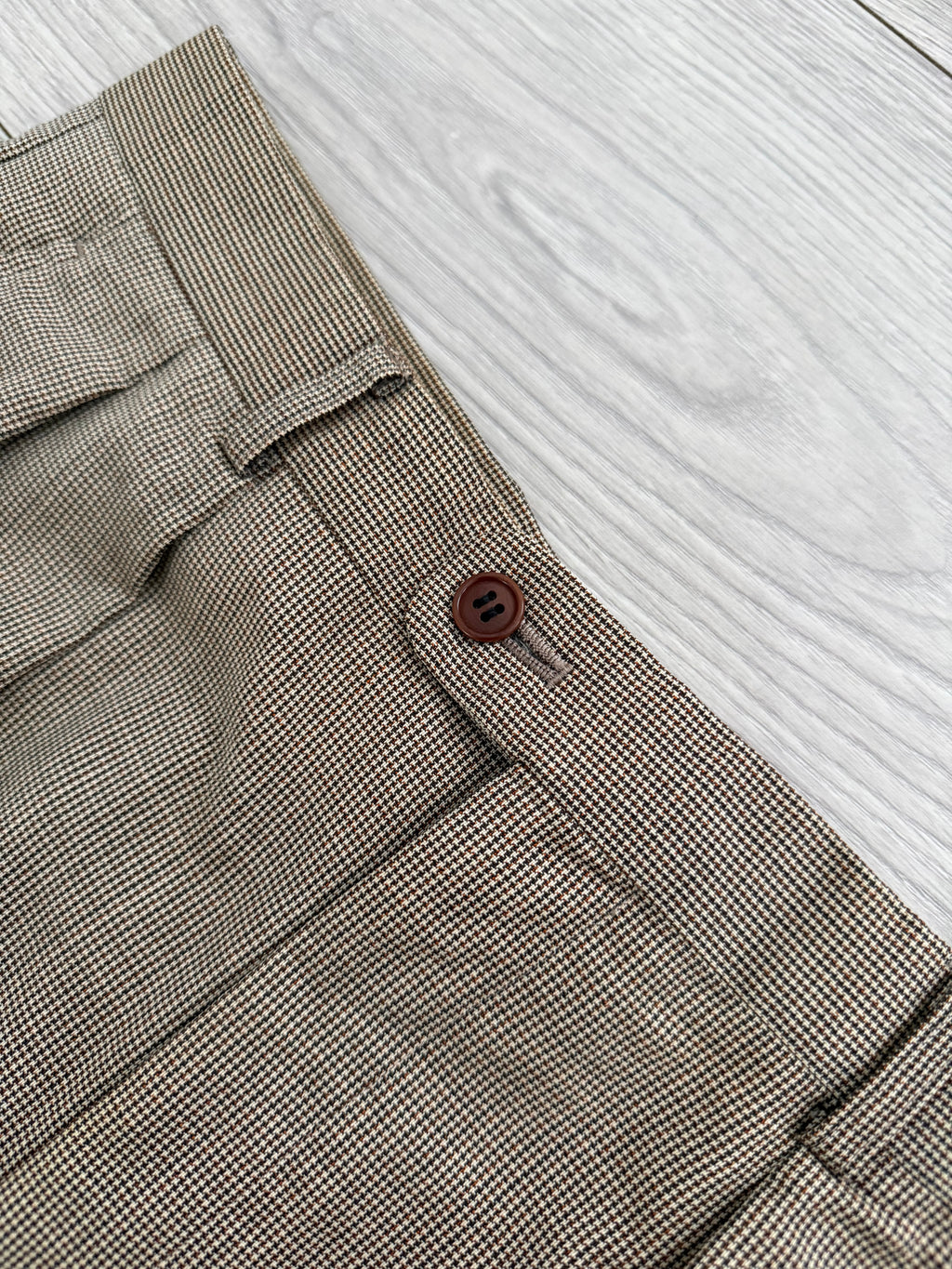Paul Smith 1990s 3B Double Pleat Micro Houndstooth Marzotto Fabric Wool Suit - Size S Jacket / 30" Waist
