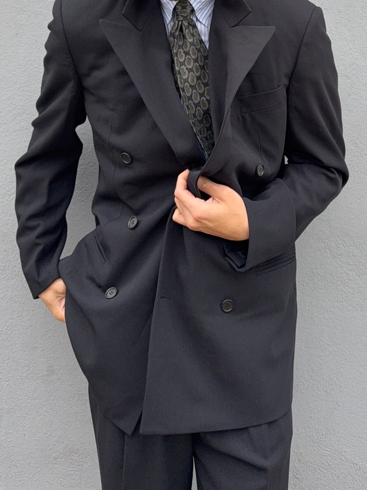 Giorgio Armani 1990s Double Breasted 6B Pleated Wool Suit - Size M Jacket / 30" Waist